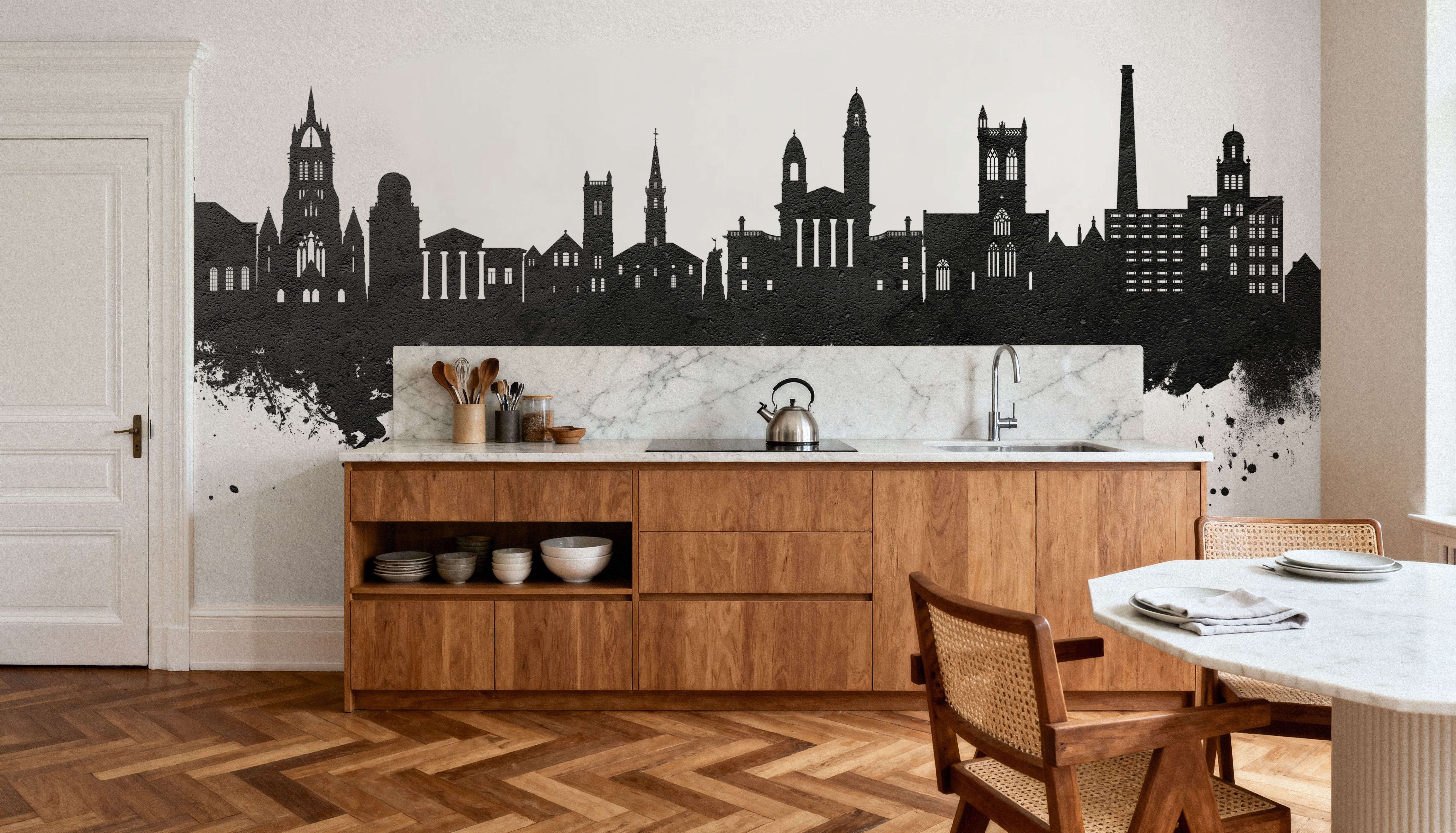 Paisley Skyline Black & White, Tapeten