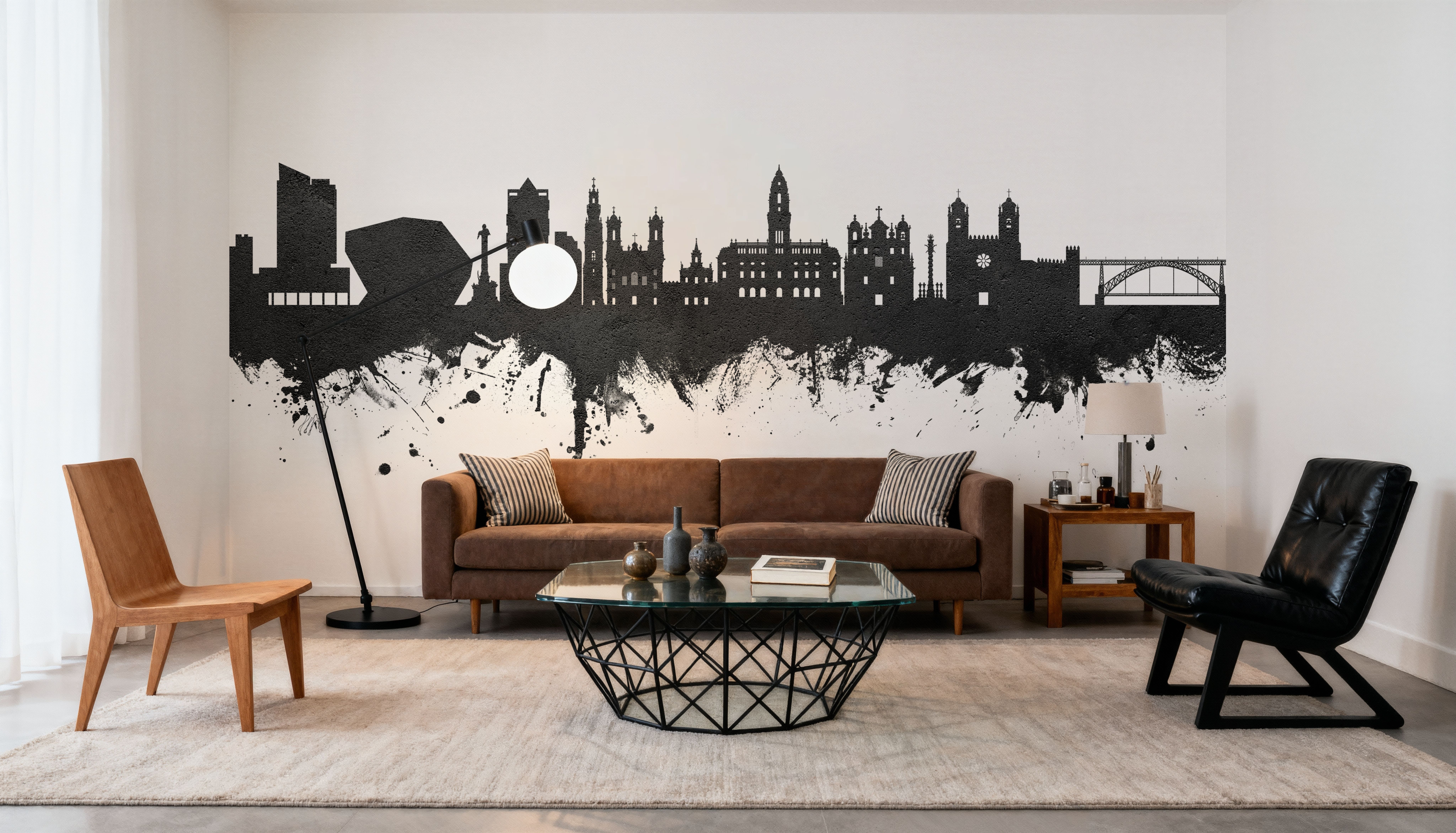 Porto Portugal Skyline Black & White