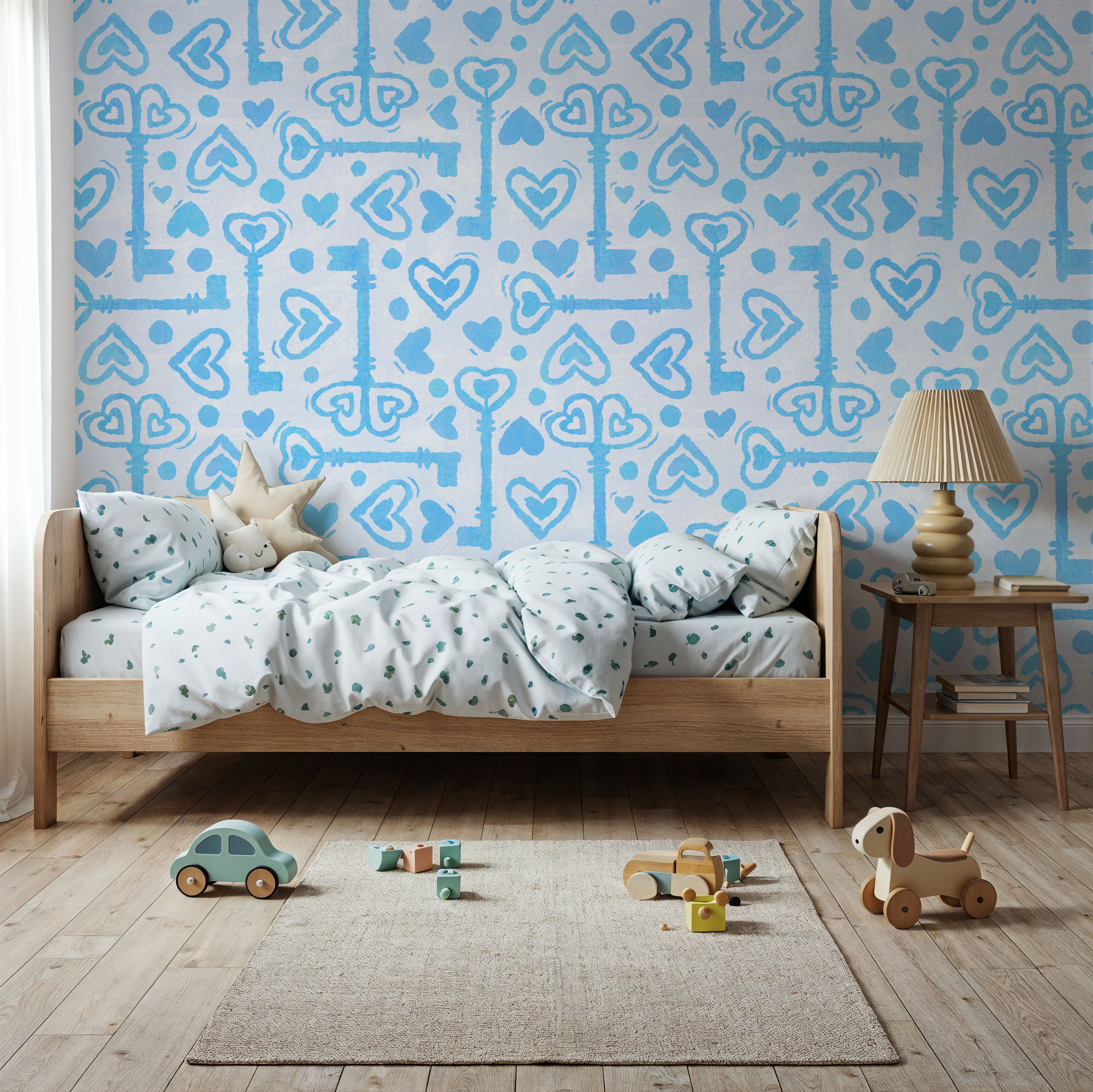 Key to The Heart, Light Blue, Wallpaper