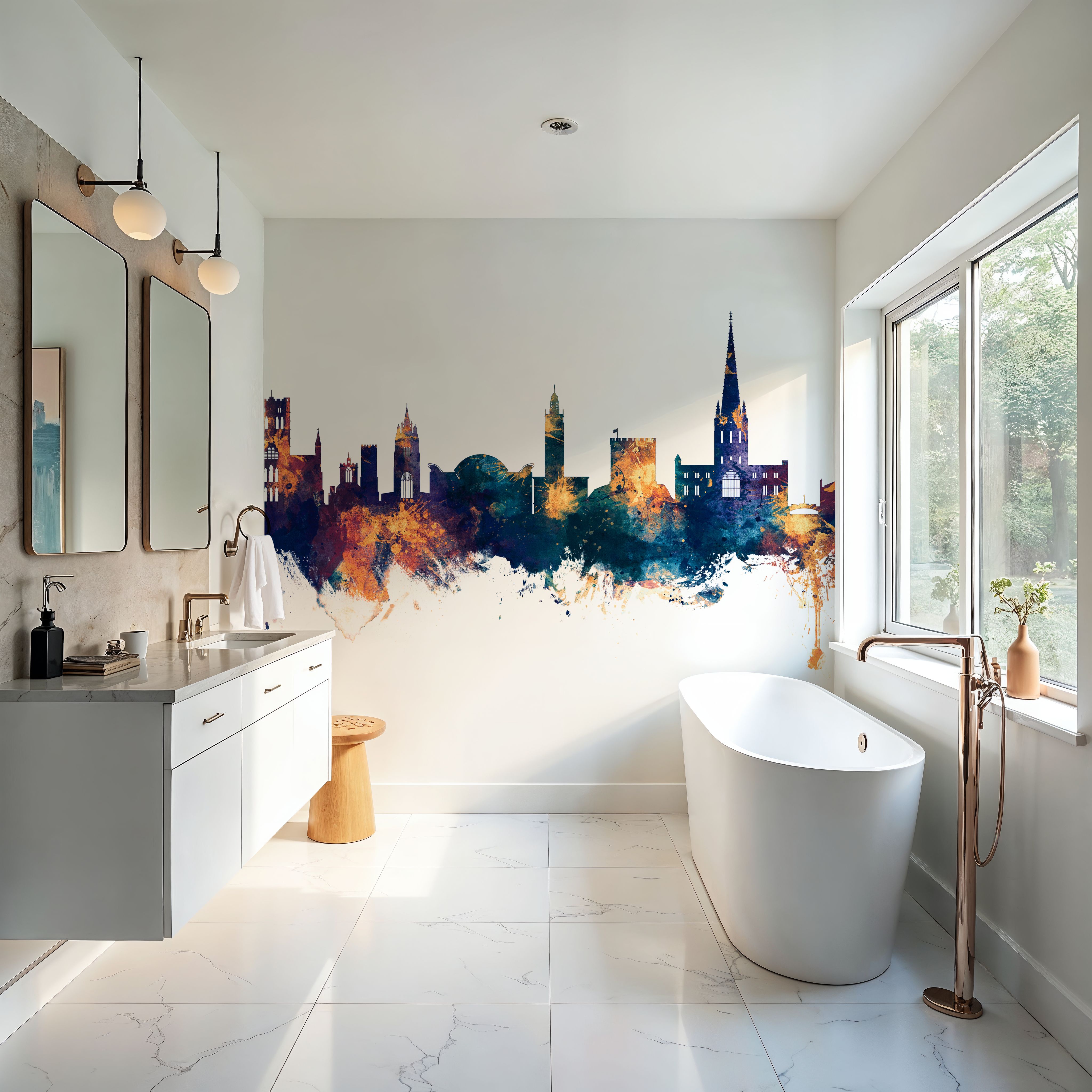 Norwich England Skyline Blue & Bronze