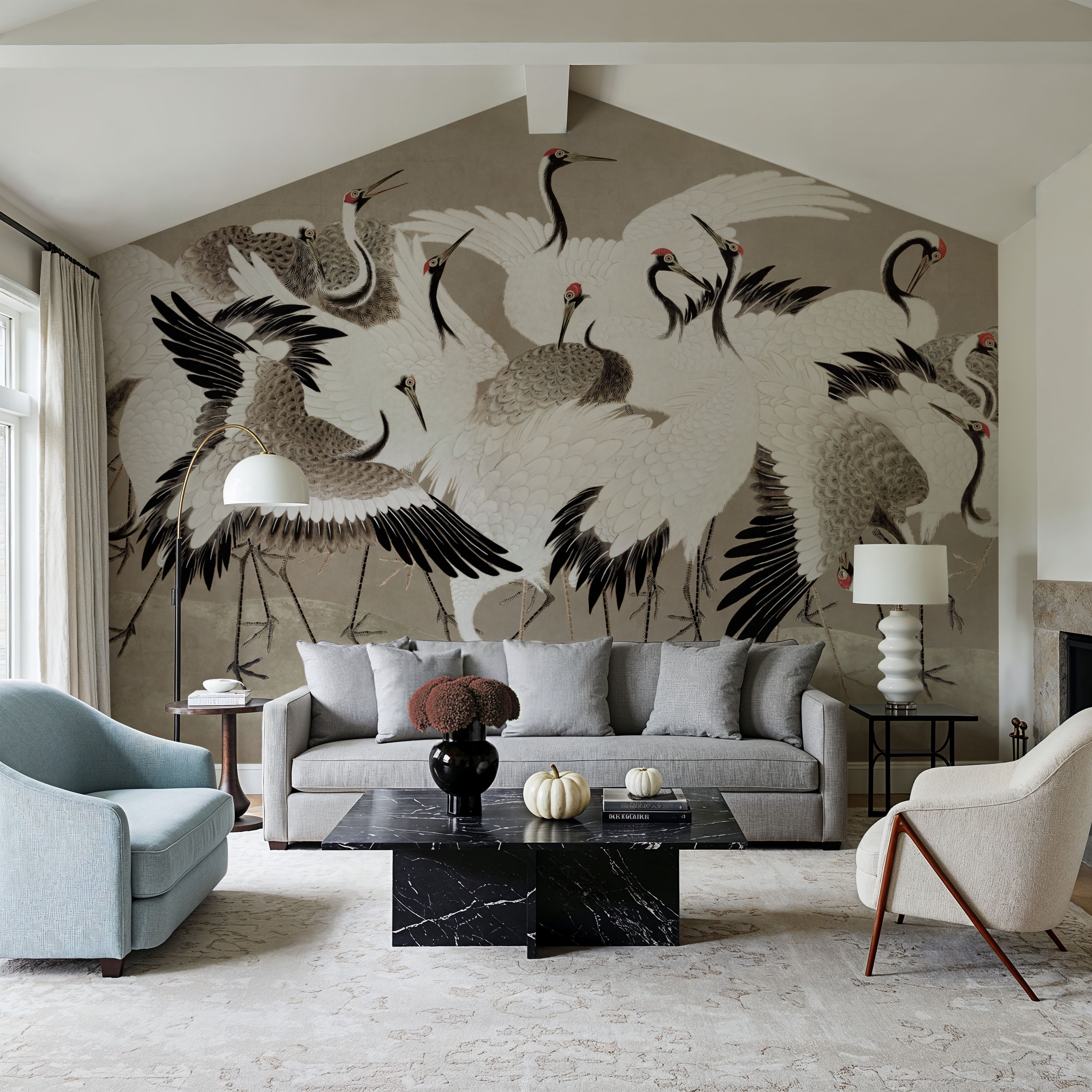 Japanese Flock of Cranes, Nutmeg Dust