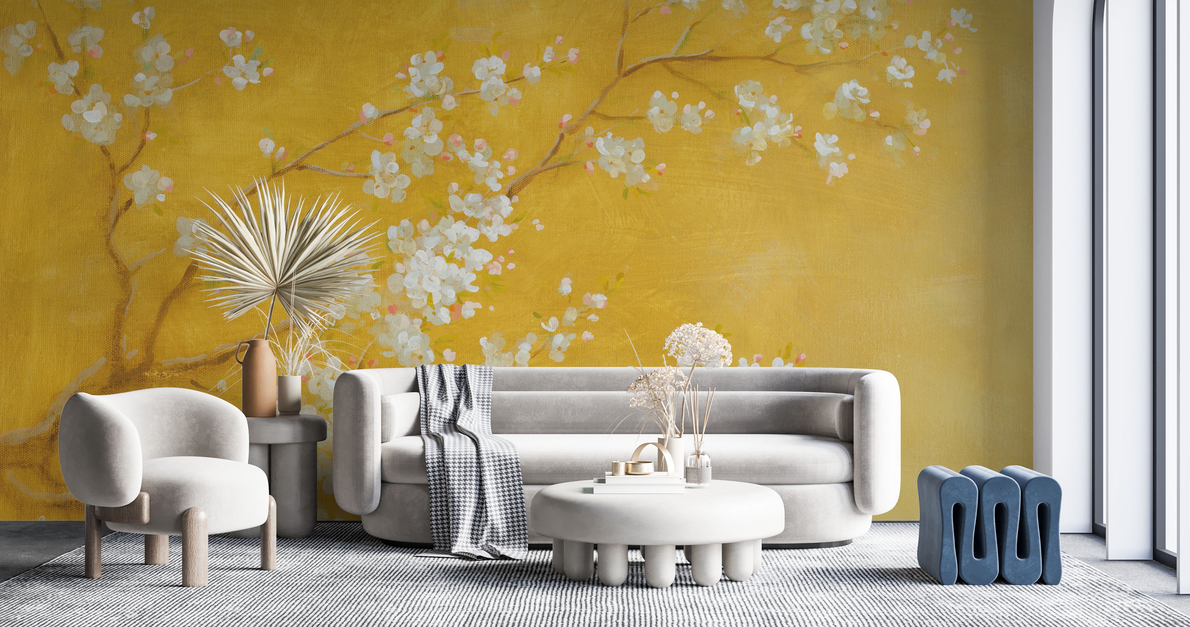 White Cherry Blossoms II wallpaper mural 100% PVC-free and non-toxic