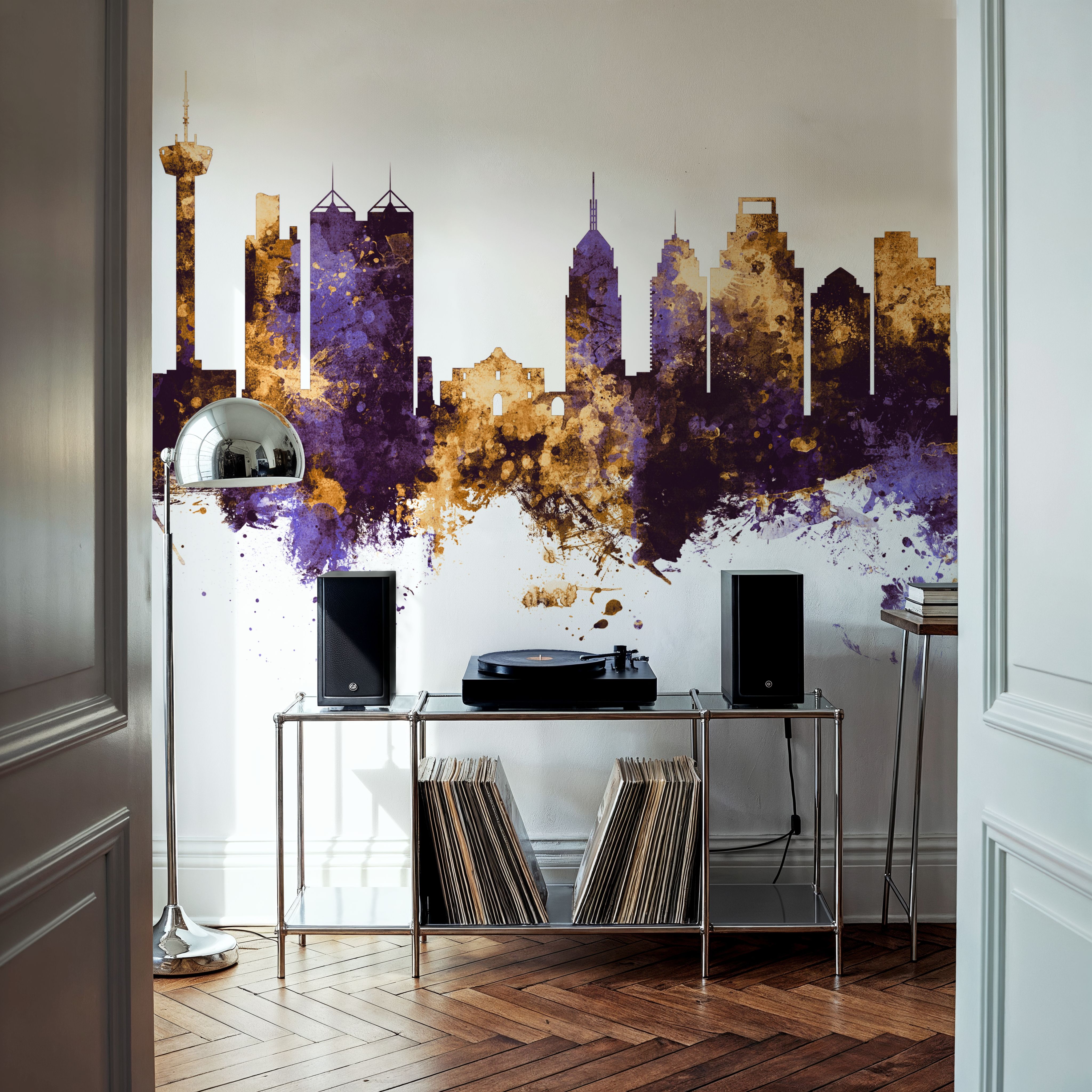 San Antonio Texas Skyline Purple & Gold