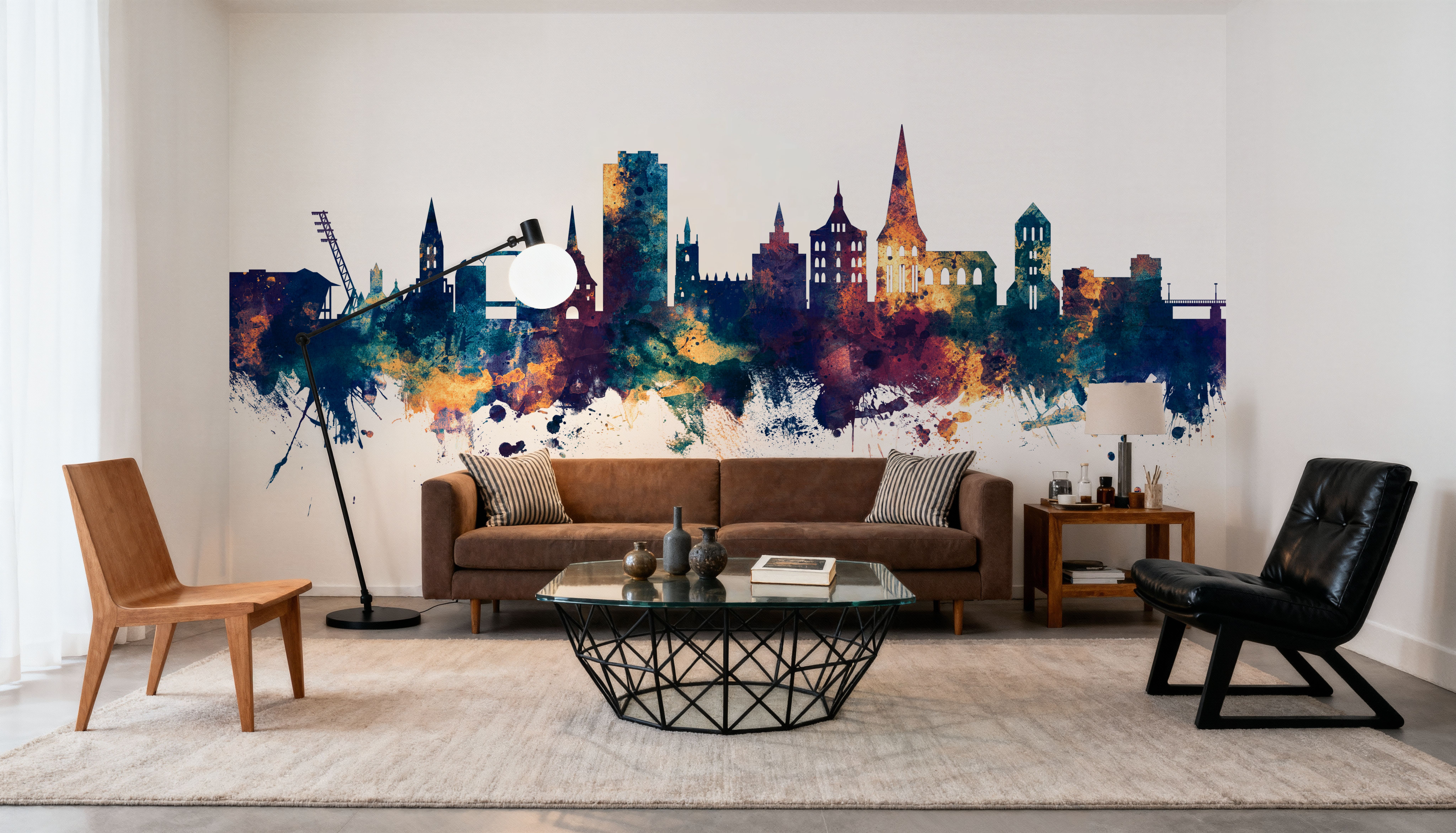 Rostock Germnay Skyline Blue & Bronze, Wallpaper