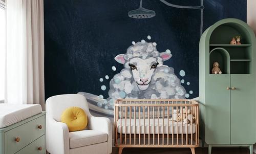 Sheep in Tub and Suds Texture Dark