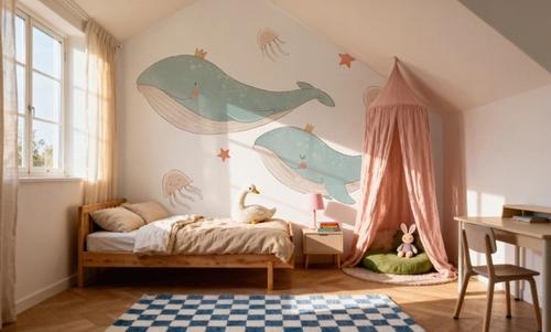 Cute Whales, Jellyfish & Stars Illustration