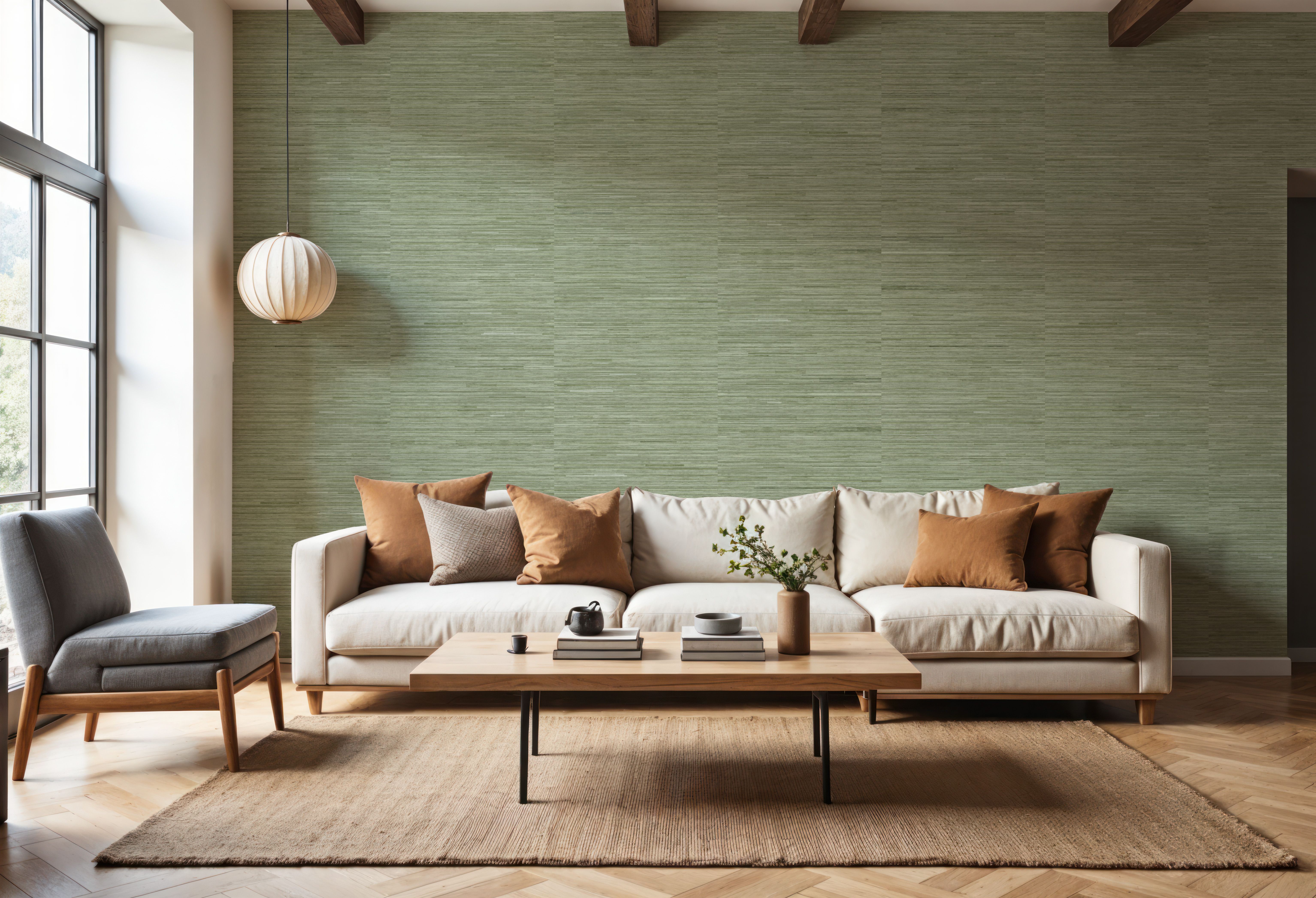 Faux Grasscloth with Visible Seams, Fern, Papier peint