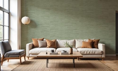 Faux Grasscloth with Visible Seams, Fern