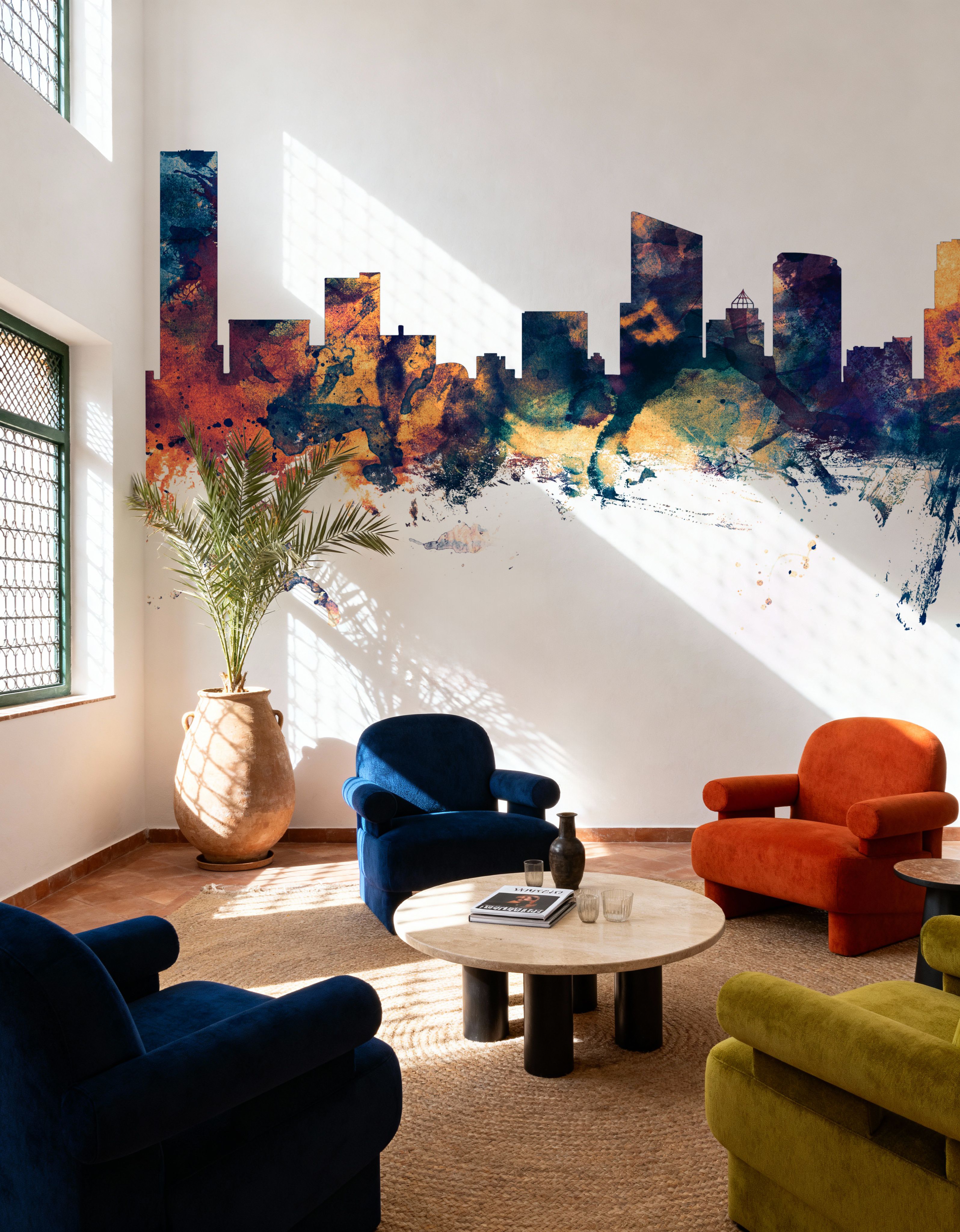 Grand Rapids Michigan Skyline Blue & Bronze