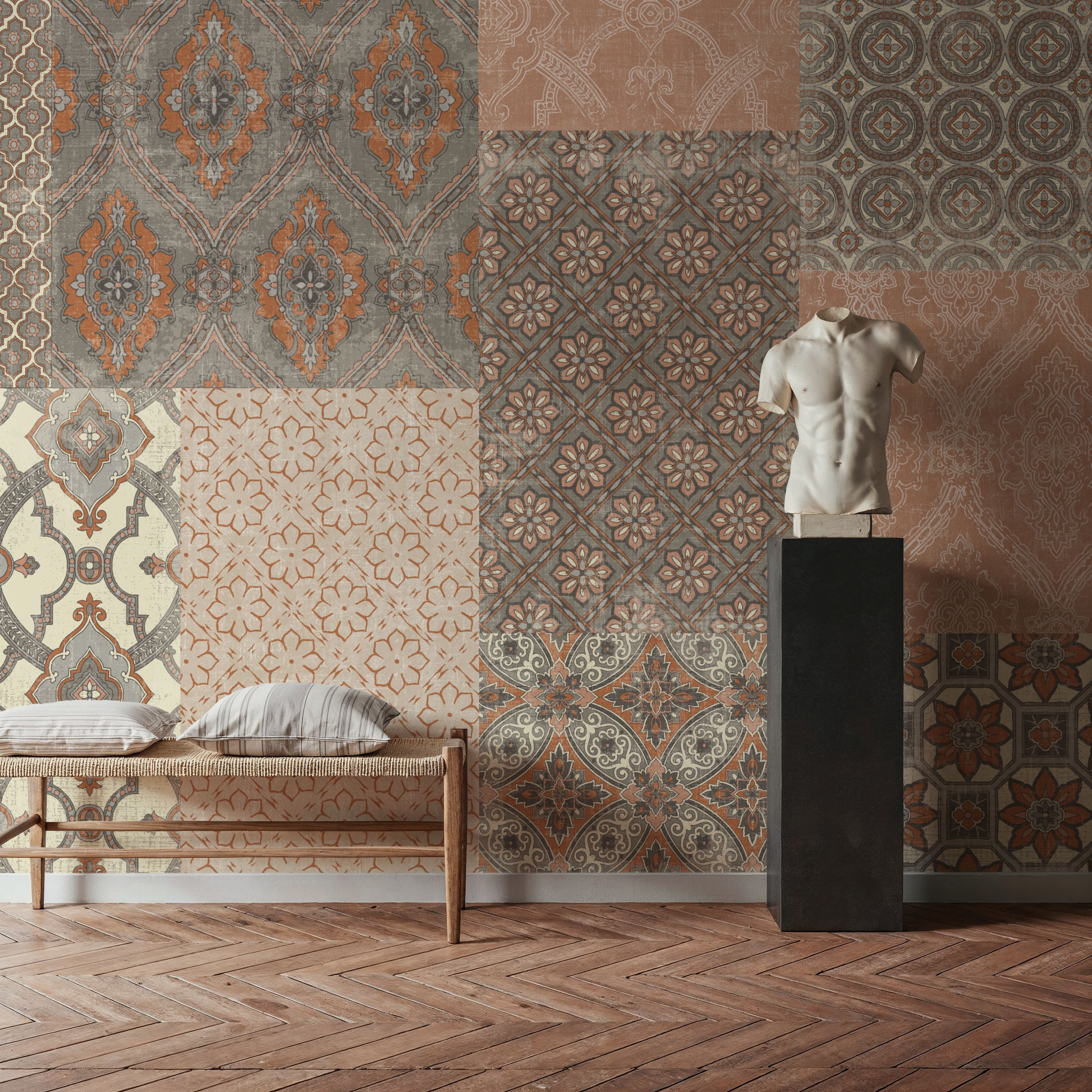 Venetian Patchwork I Orange Gray