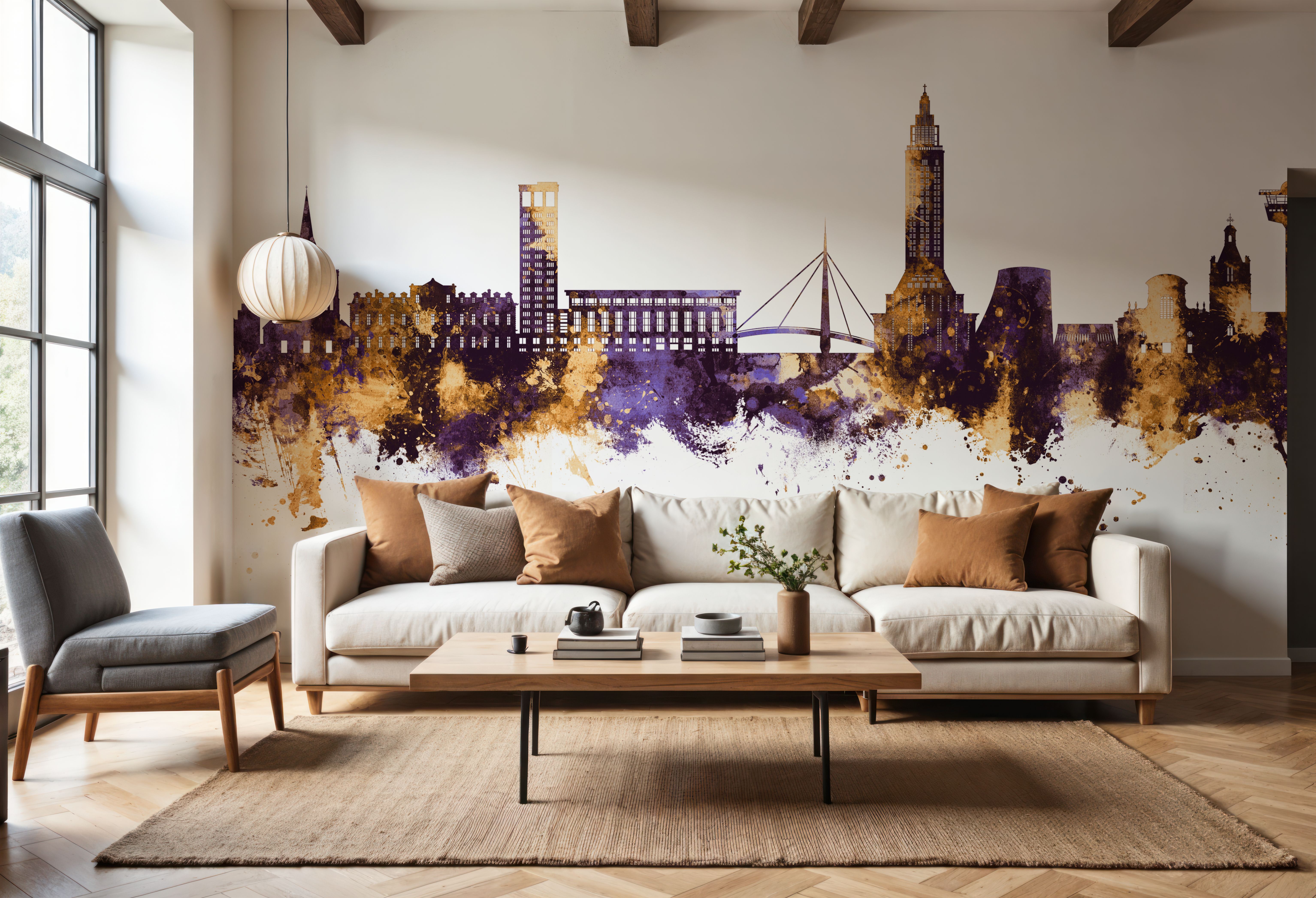 Le Havre France Skyline Purple & Gold