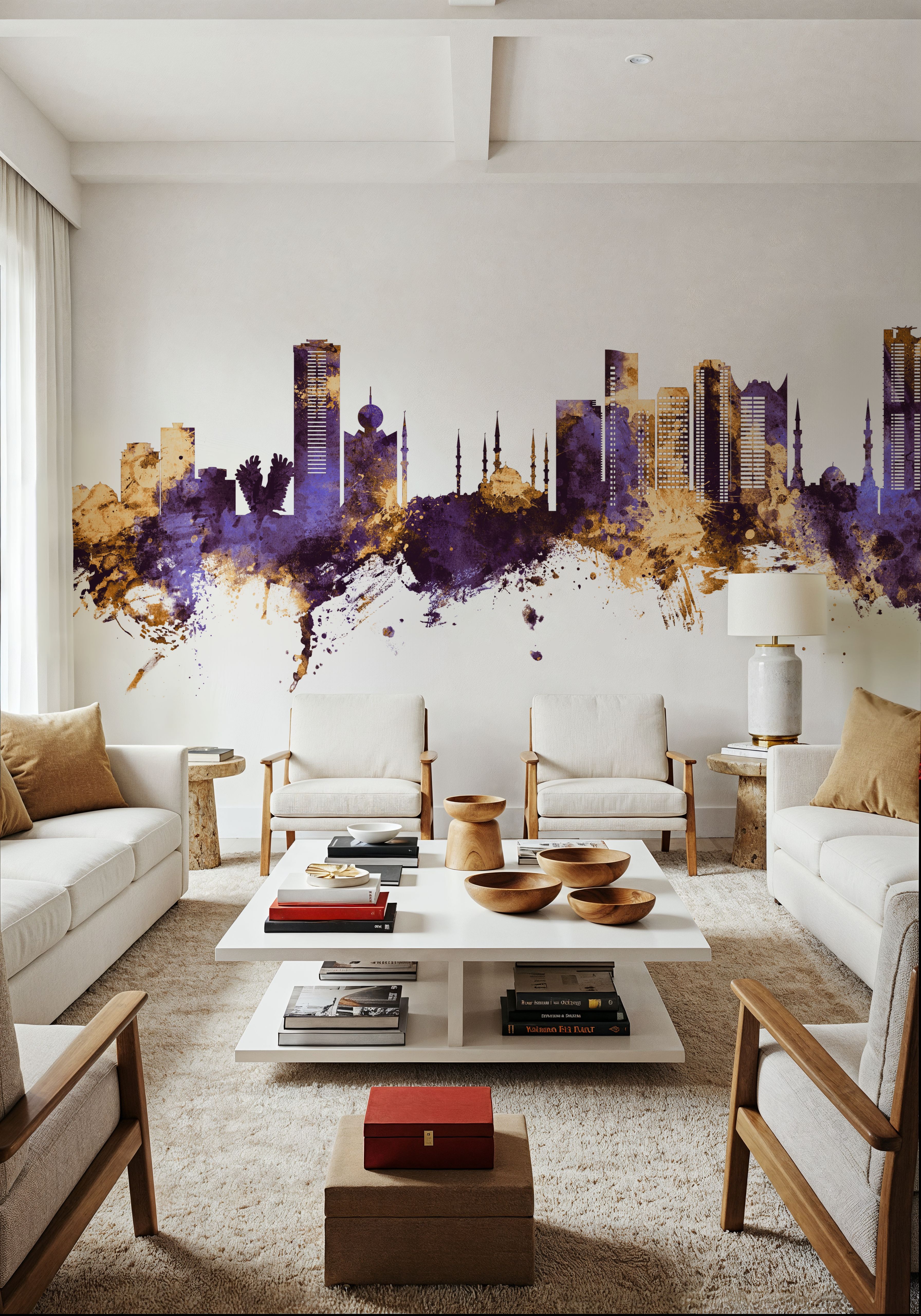 Fujairah Skyline Purple & Gold