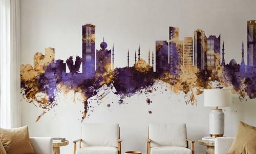 Fujairah Skyline Purple & Gold