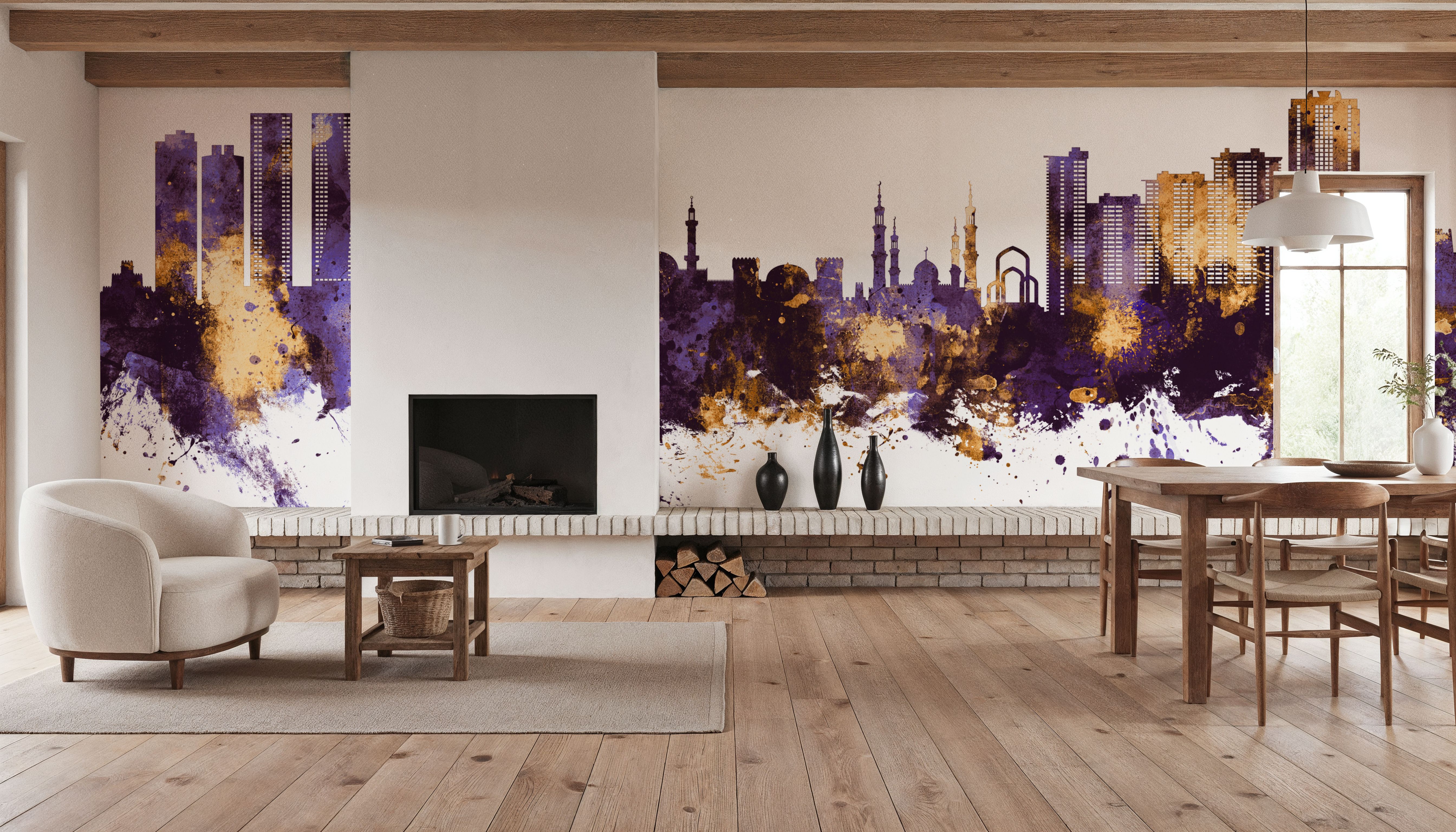 Ajman Skyline Purple & Gold