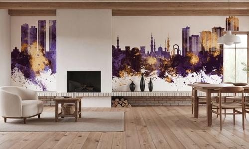 Ajman Skyline Purple & Gold