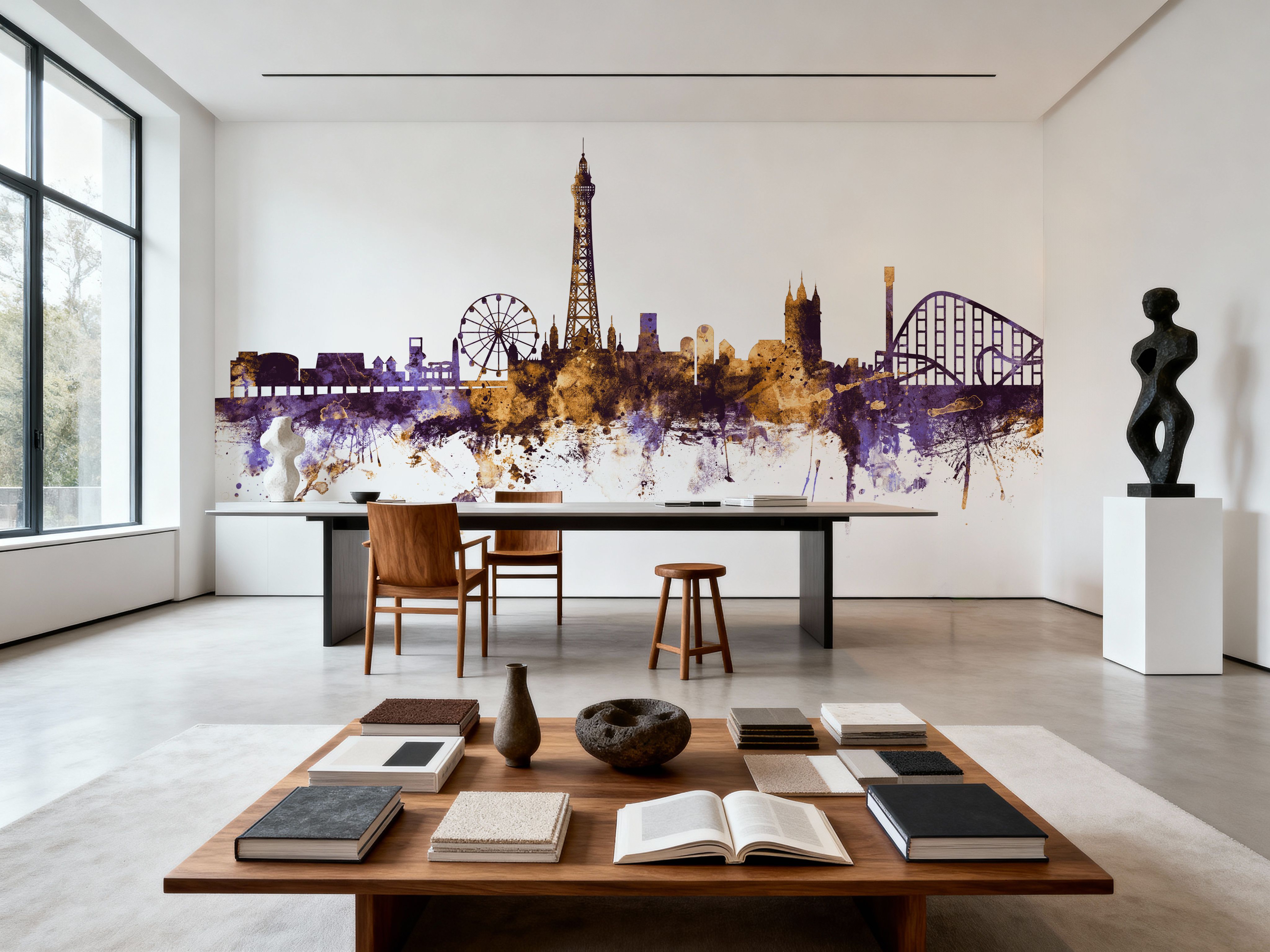 Blackpool England Skyline Purple & Gold