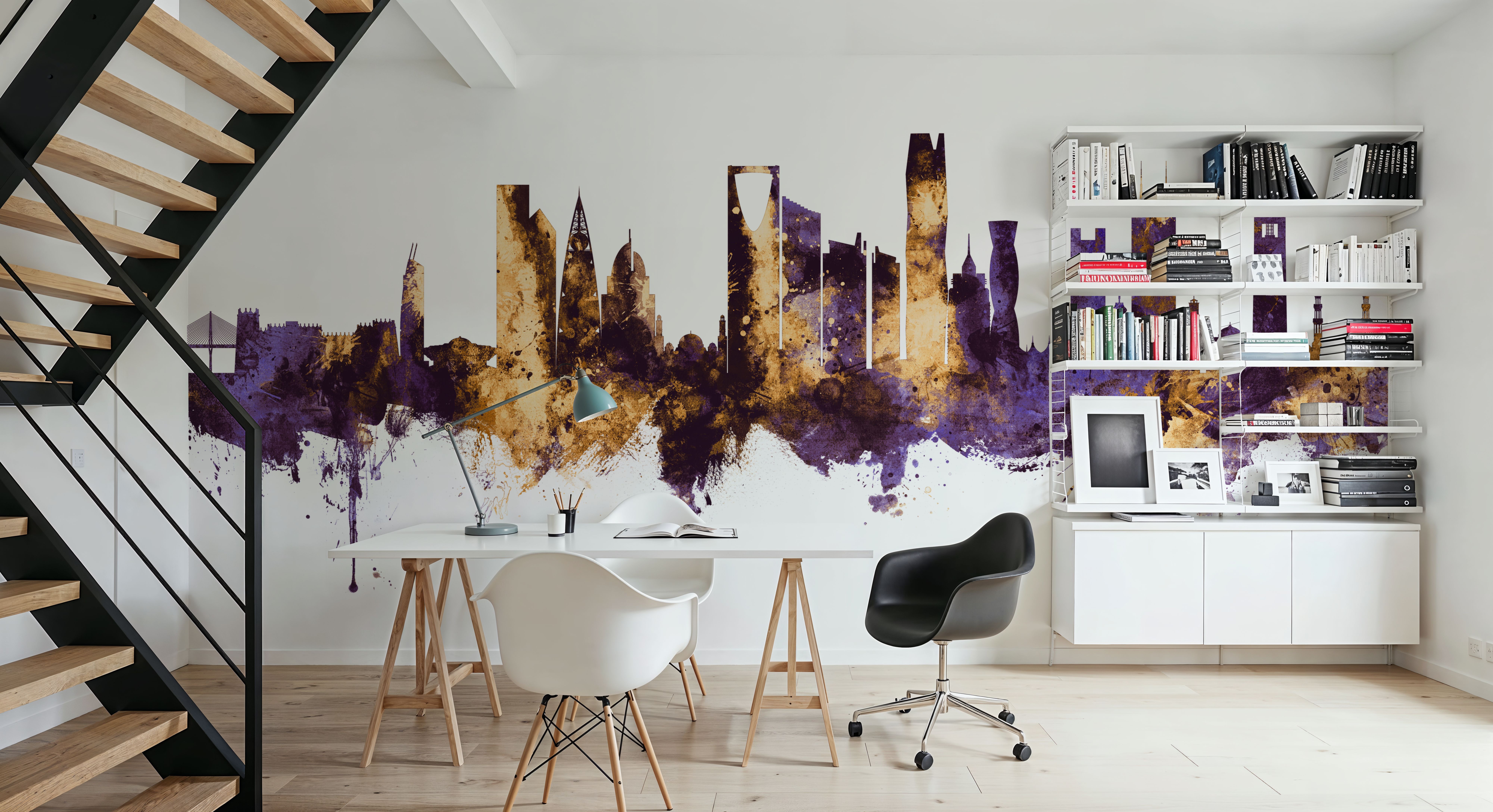 Riyadh Saudi Arabia Skyline Purple & Gold