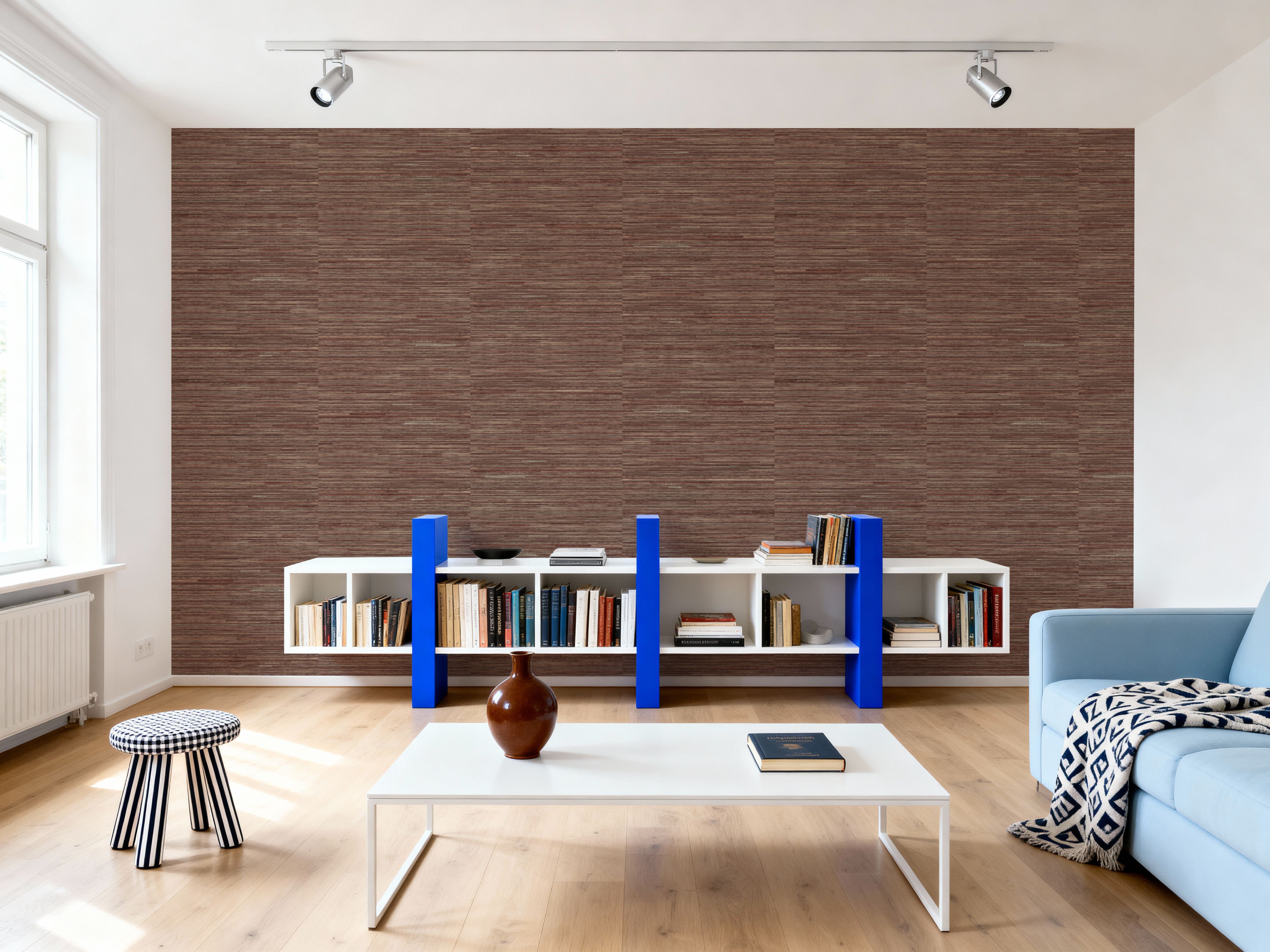 Faux Grasscloth with Visible Seams, Rosewood