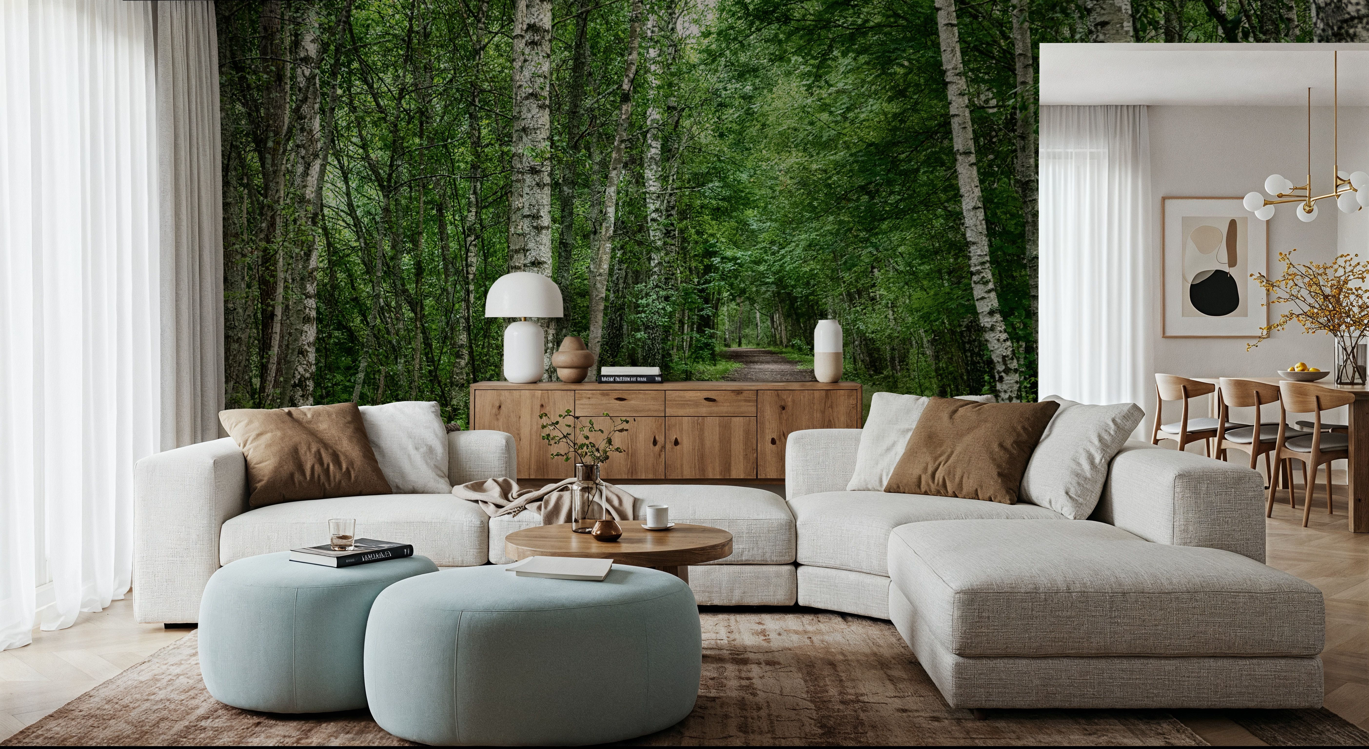 Dark Birch Forest, Wallpaper