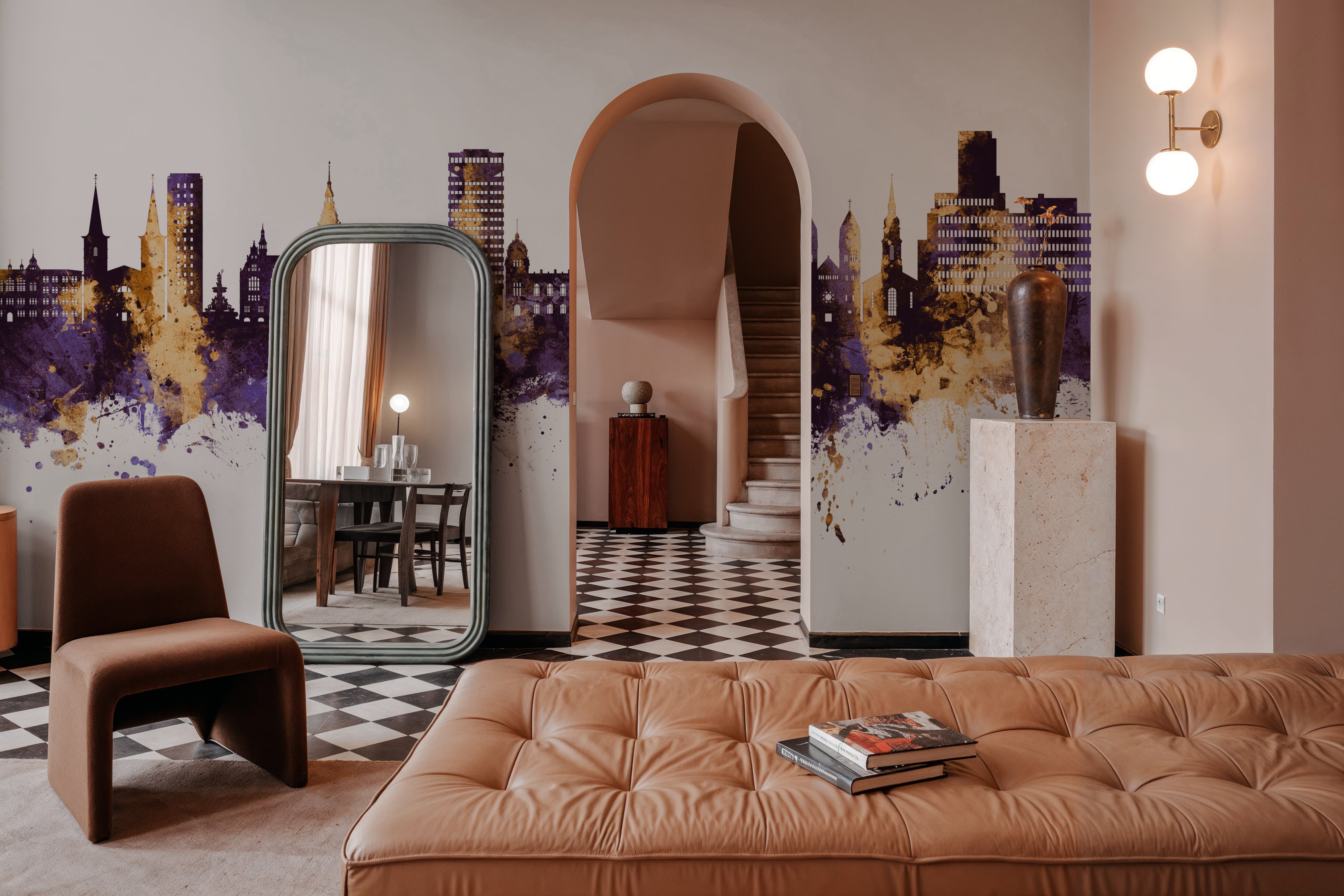 Wuppertal Germany Skyline Purple & Gold