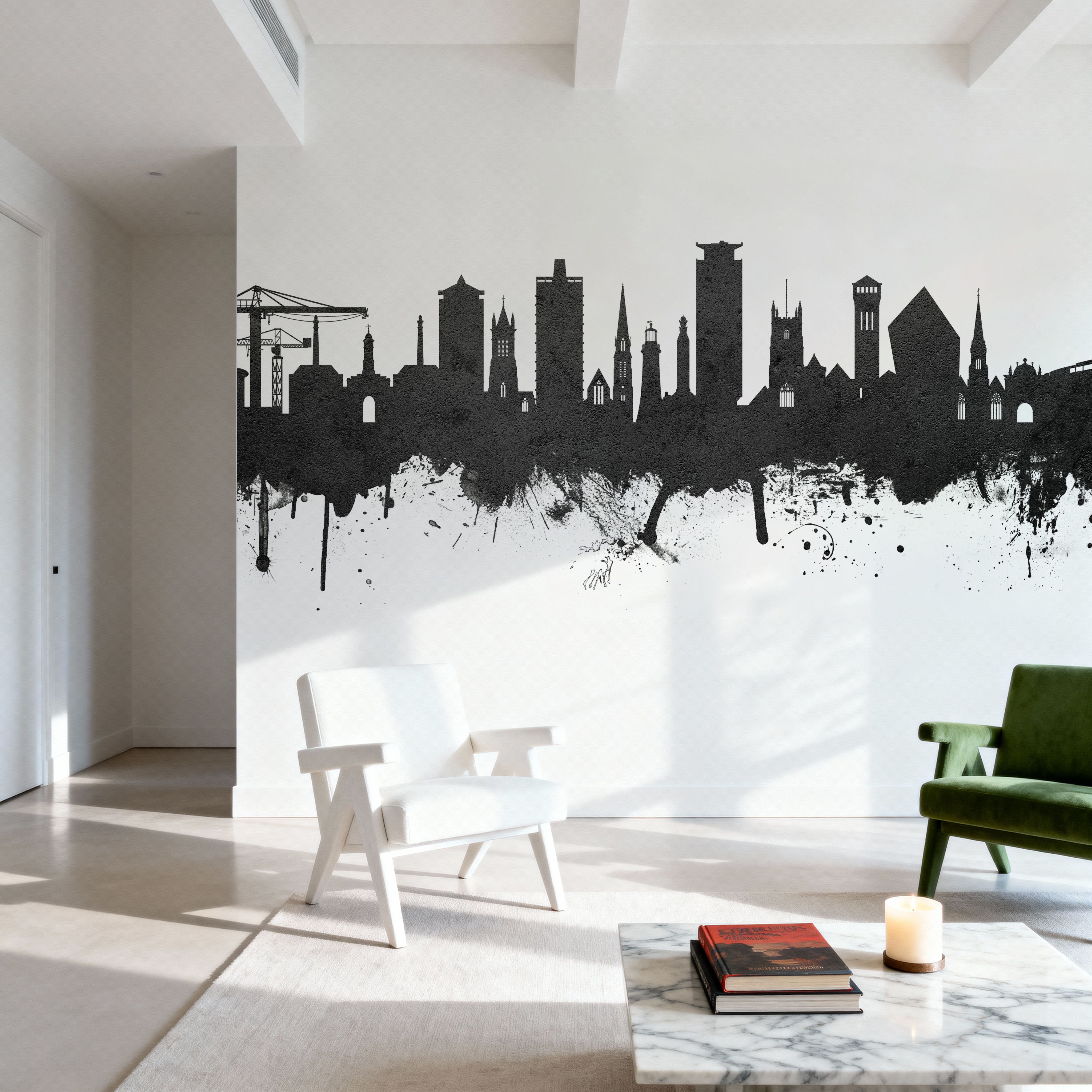 Plymouth England Skyline Black & White