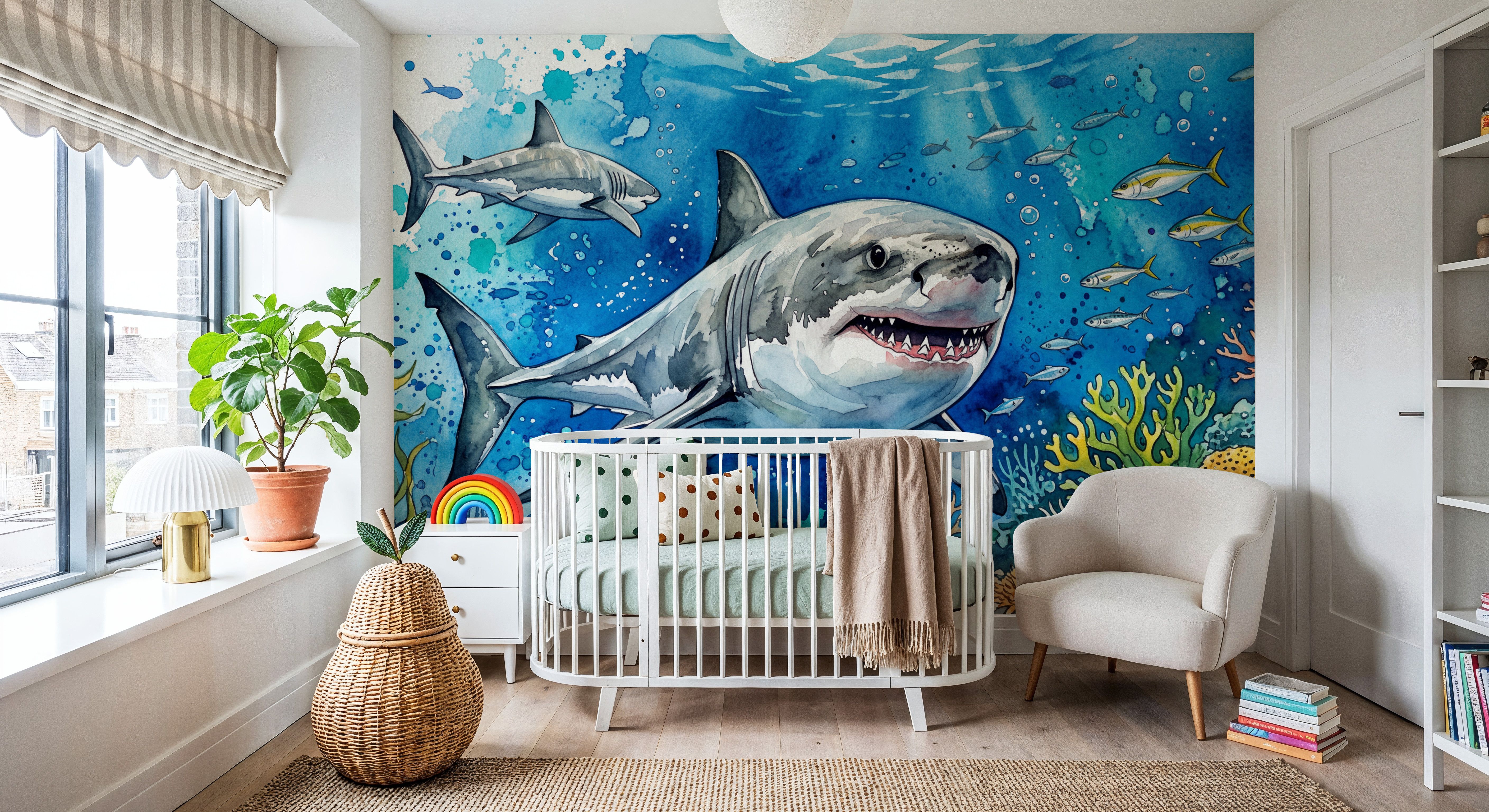 White Shark 2 - Watercolor Predators Series, Wallpaper