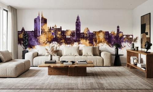 Murcia Spain Skyline Purple & Gold