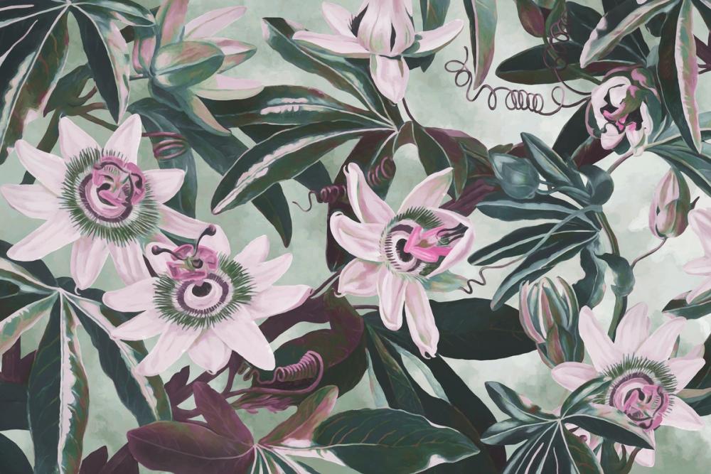 White Passiflora Bright Green