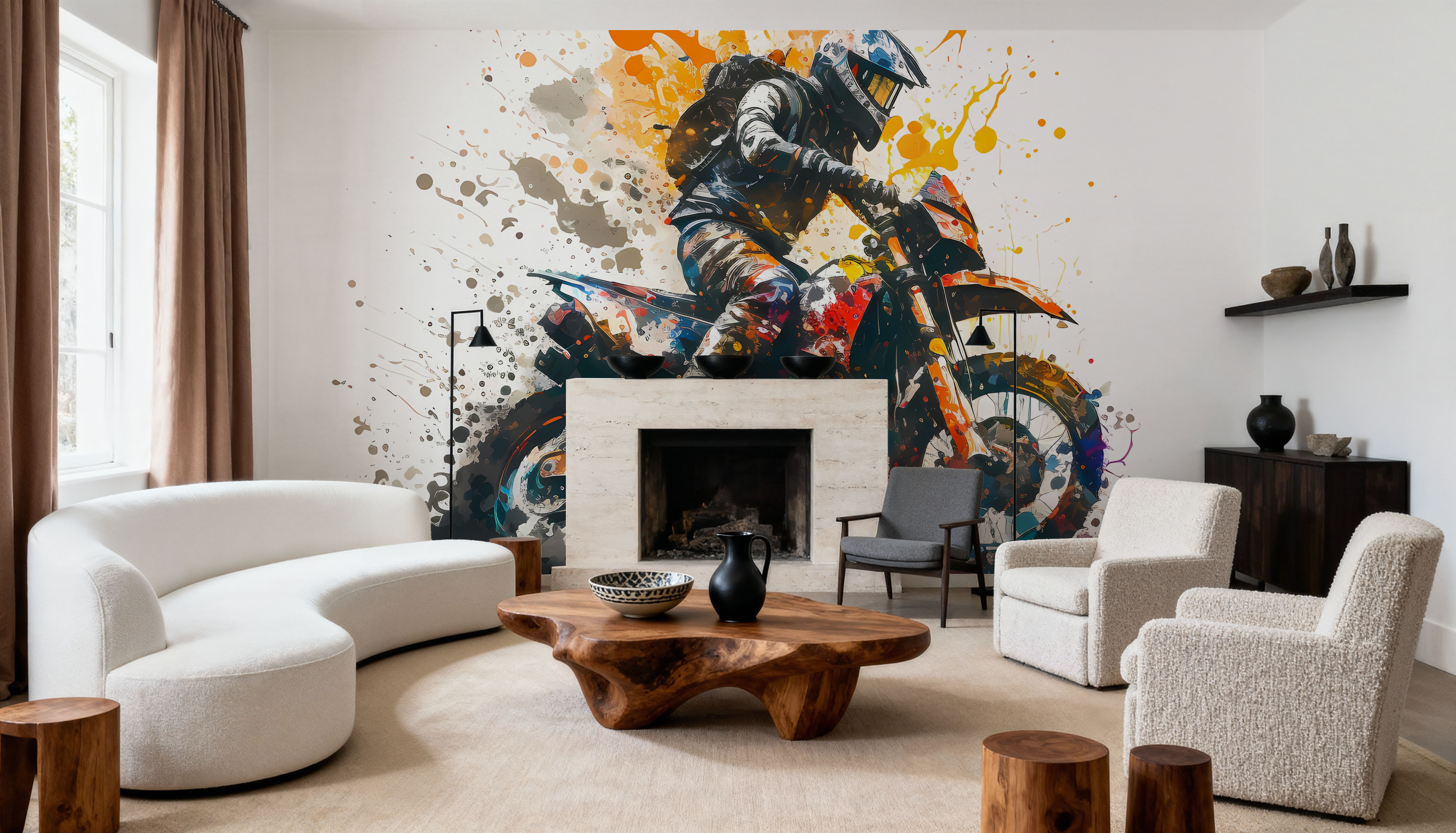 Wall Mural - Moto Action - Contemporary mural wallpaper - Living room - Wallism US - Premium, Textured or Peel & Stick