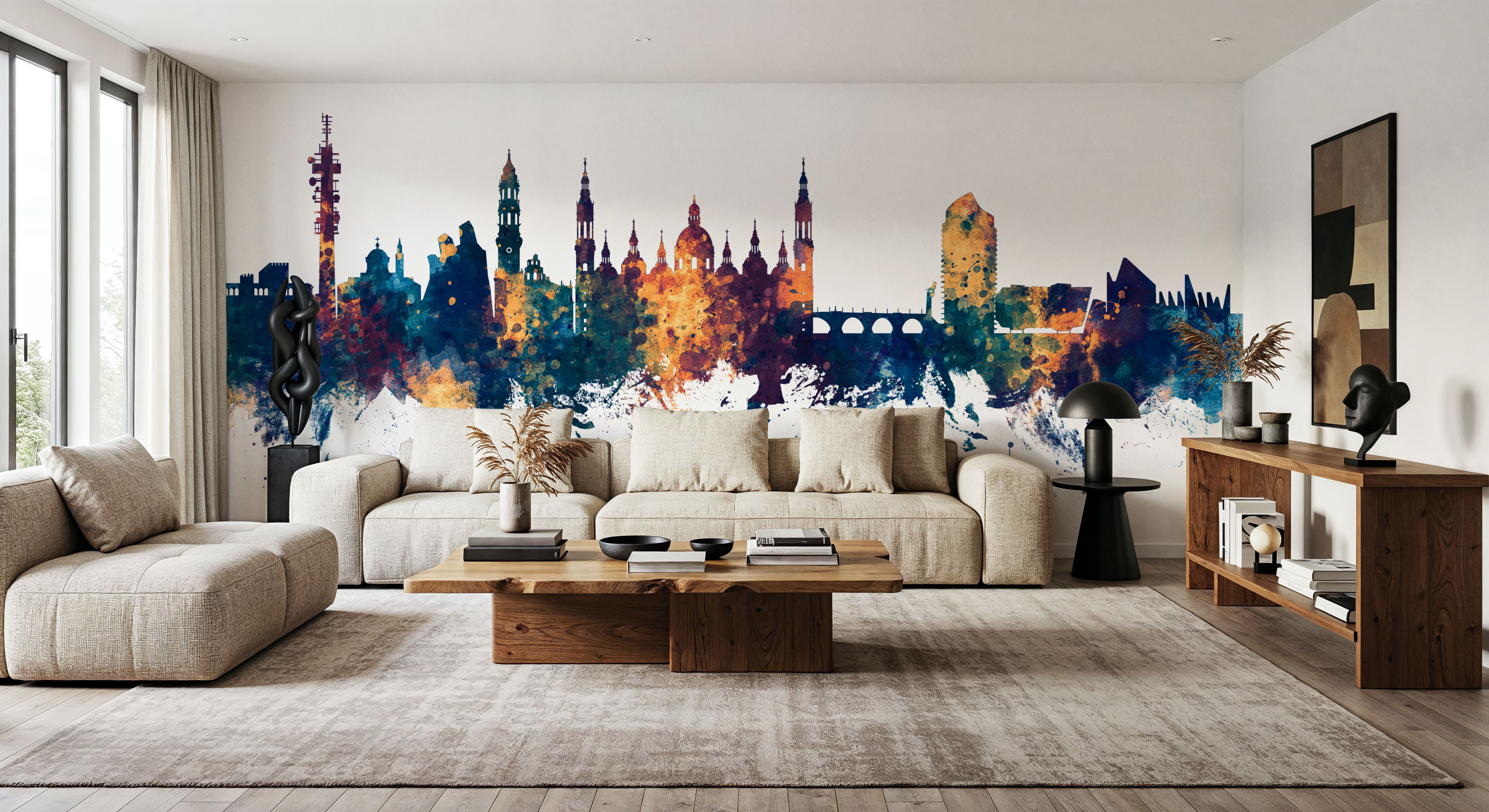 Zaragoza Spain Skyline Blue & Bronze