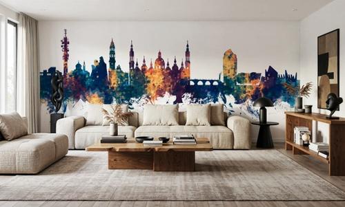 Zaragoza Spain Skyline Blue & Bronze
