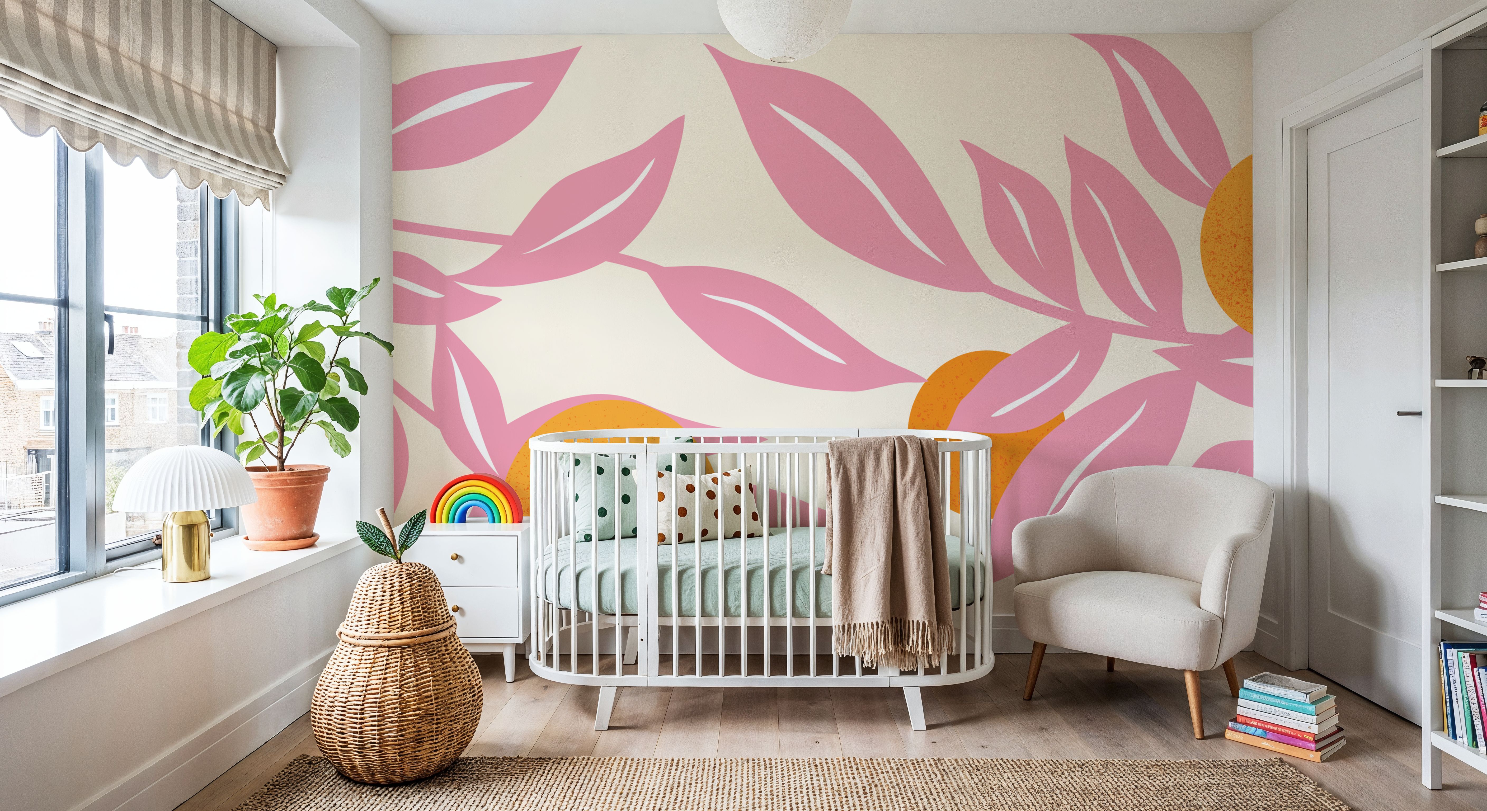 Stylized Flowers in Pink, Wallpaper