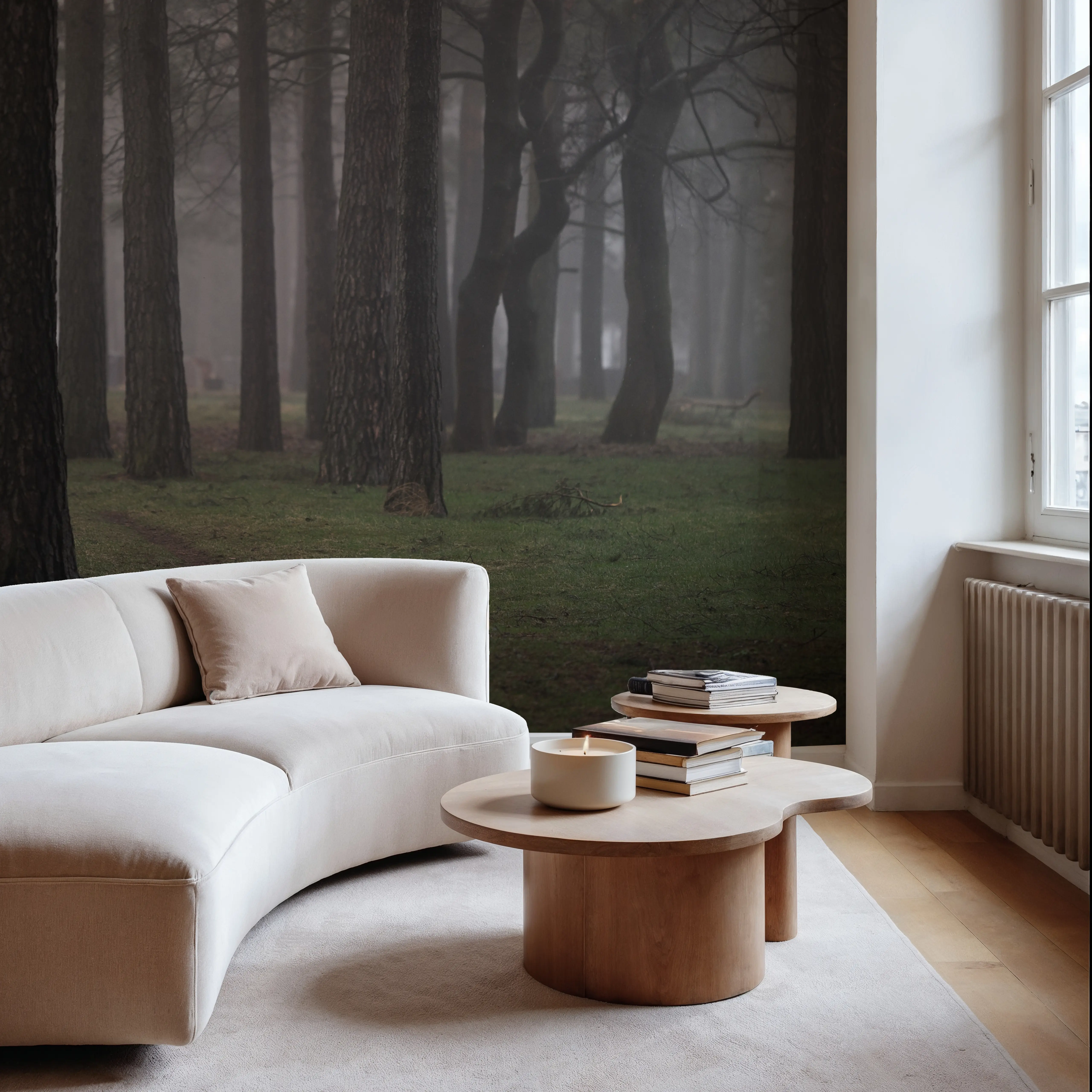 Wall Mural - Mysterious Woods - Forest Landscapes mural wallpaper - Green - Hallway staircases - Wallism UK - Peel & Stick or Paste-the-Wall