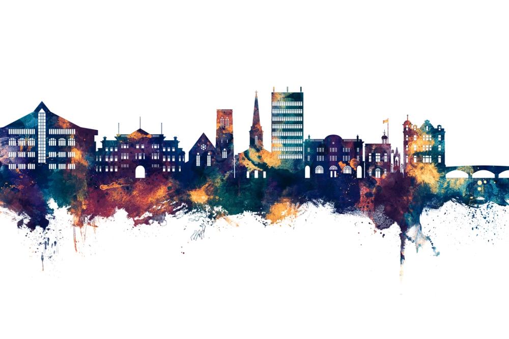 Maidstone England Skyline Blue & Bronze