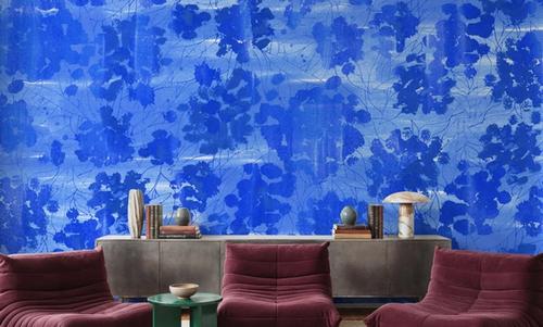 Indigo Poufs on Blue