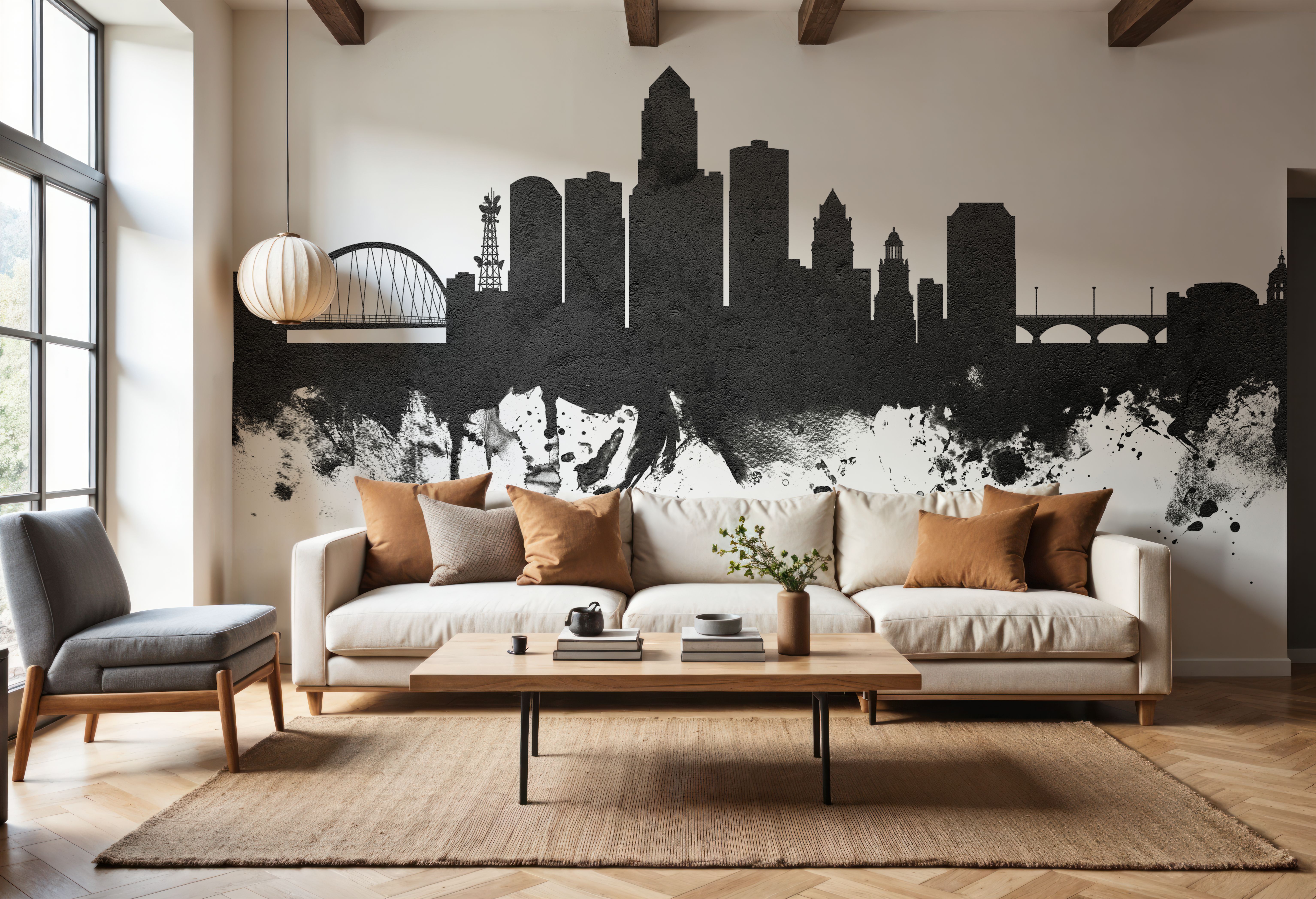 Des Moines Iowa Skyline Black & White