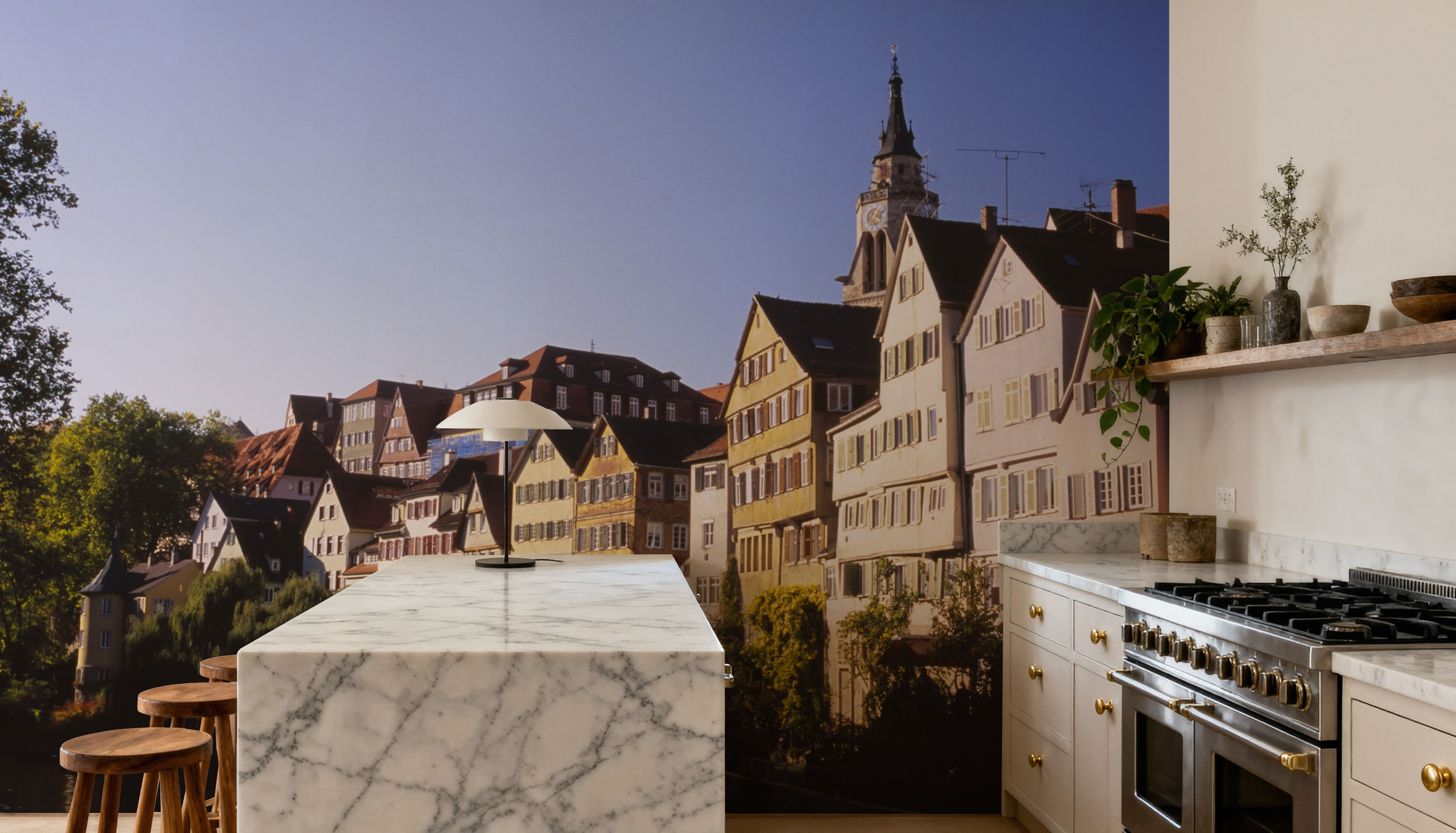 Quaint Village Promenade, Papel pintado