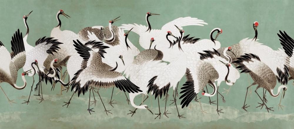 Japanese Flock of Cranes, Jade
