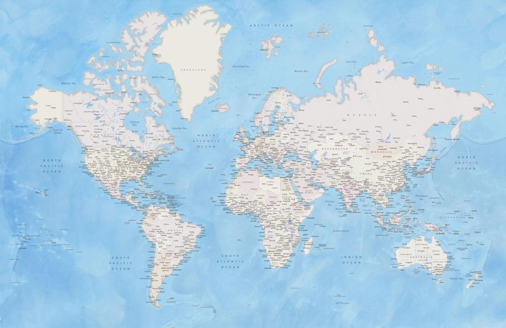 World Map Cities - Benning