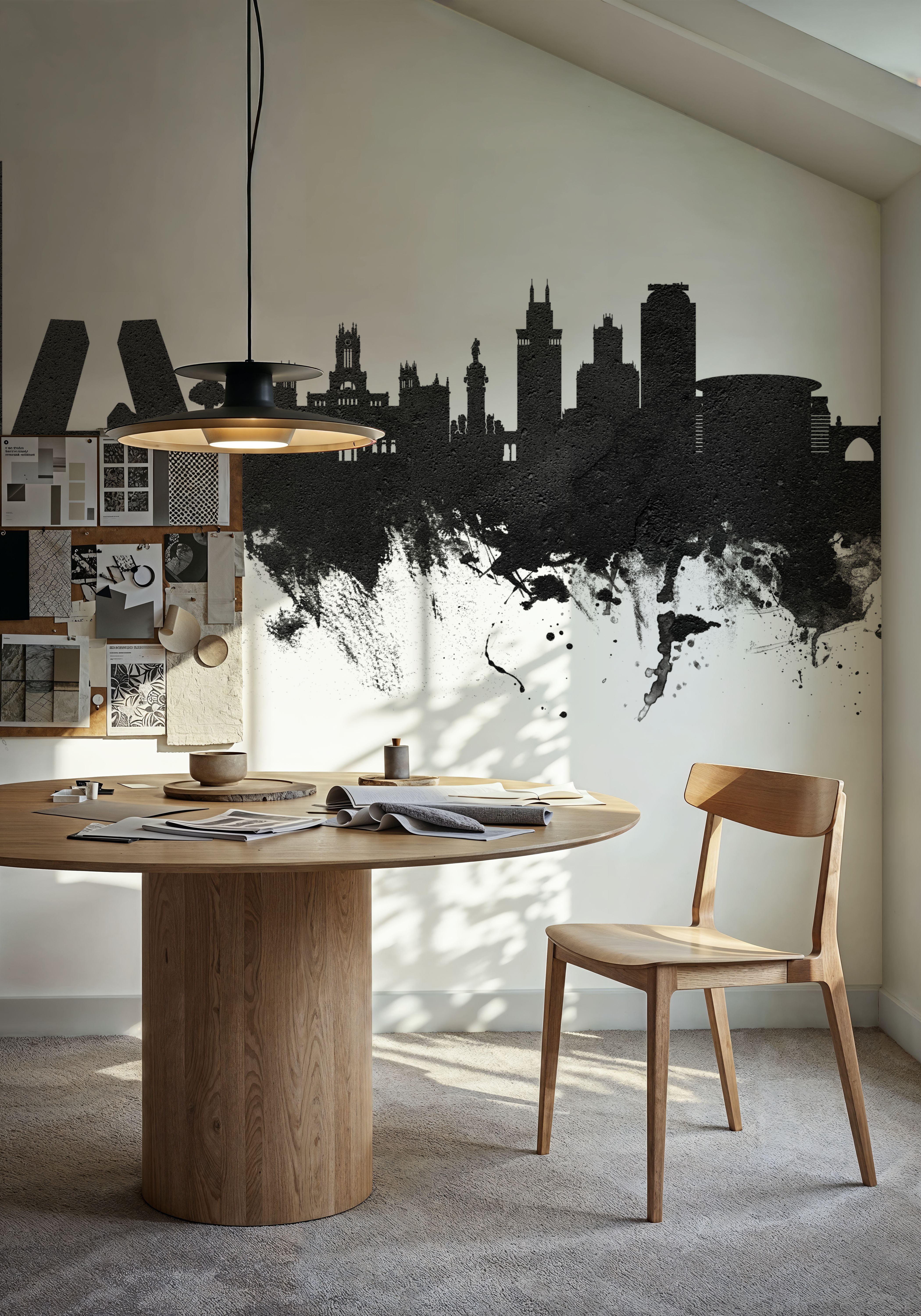 Madrid Skyline Black & White