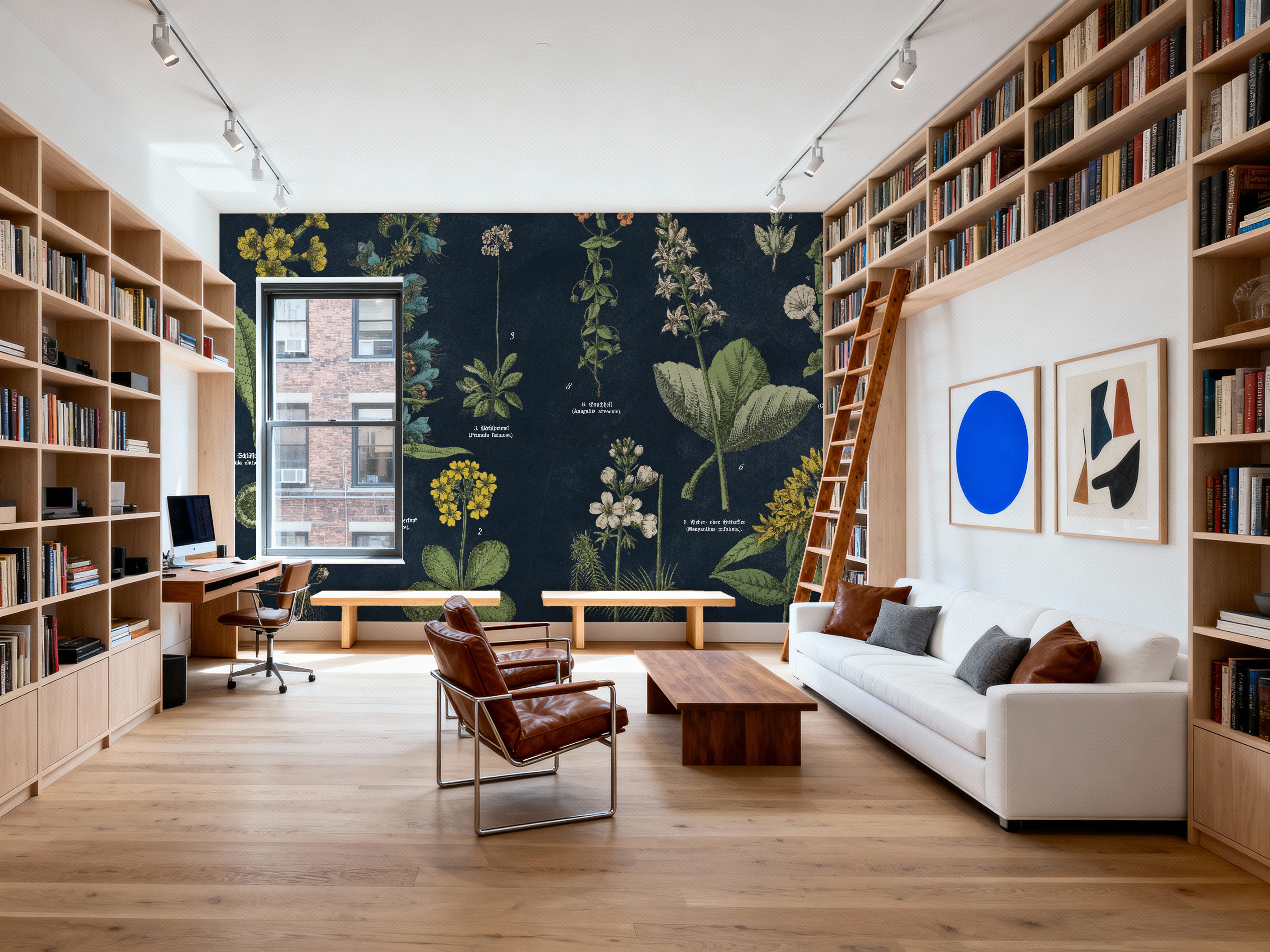 Botanical Floral Chart I Dark Blue