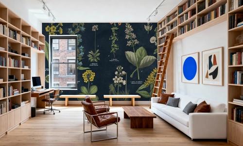 Botanical Floral Chart I Dark Blue