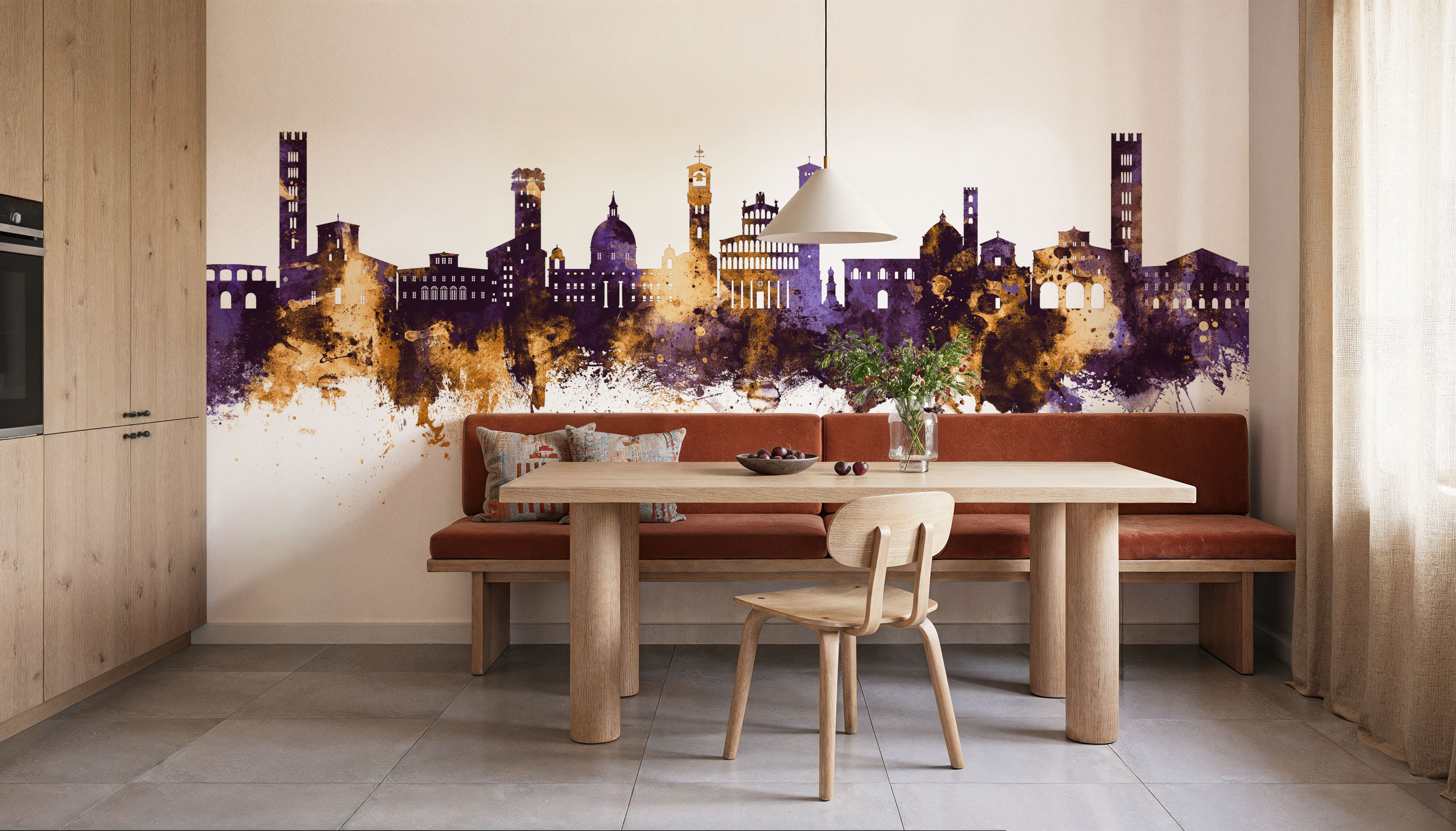 Lucca Italy Skyline Purple & Gold