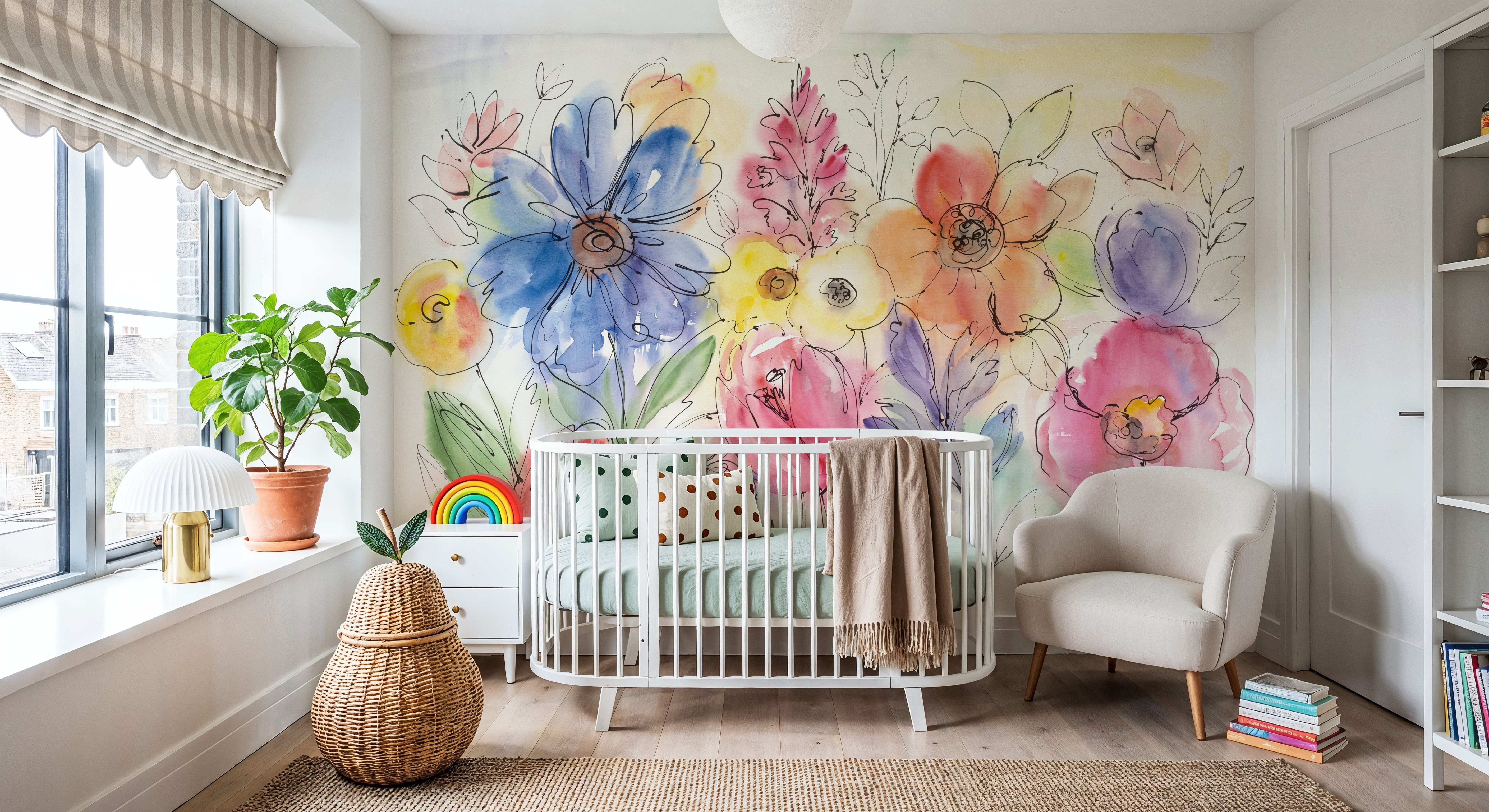 Bright Aquarelle Flowers, Wallpaper