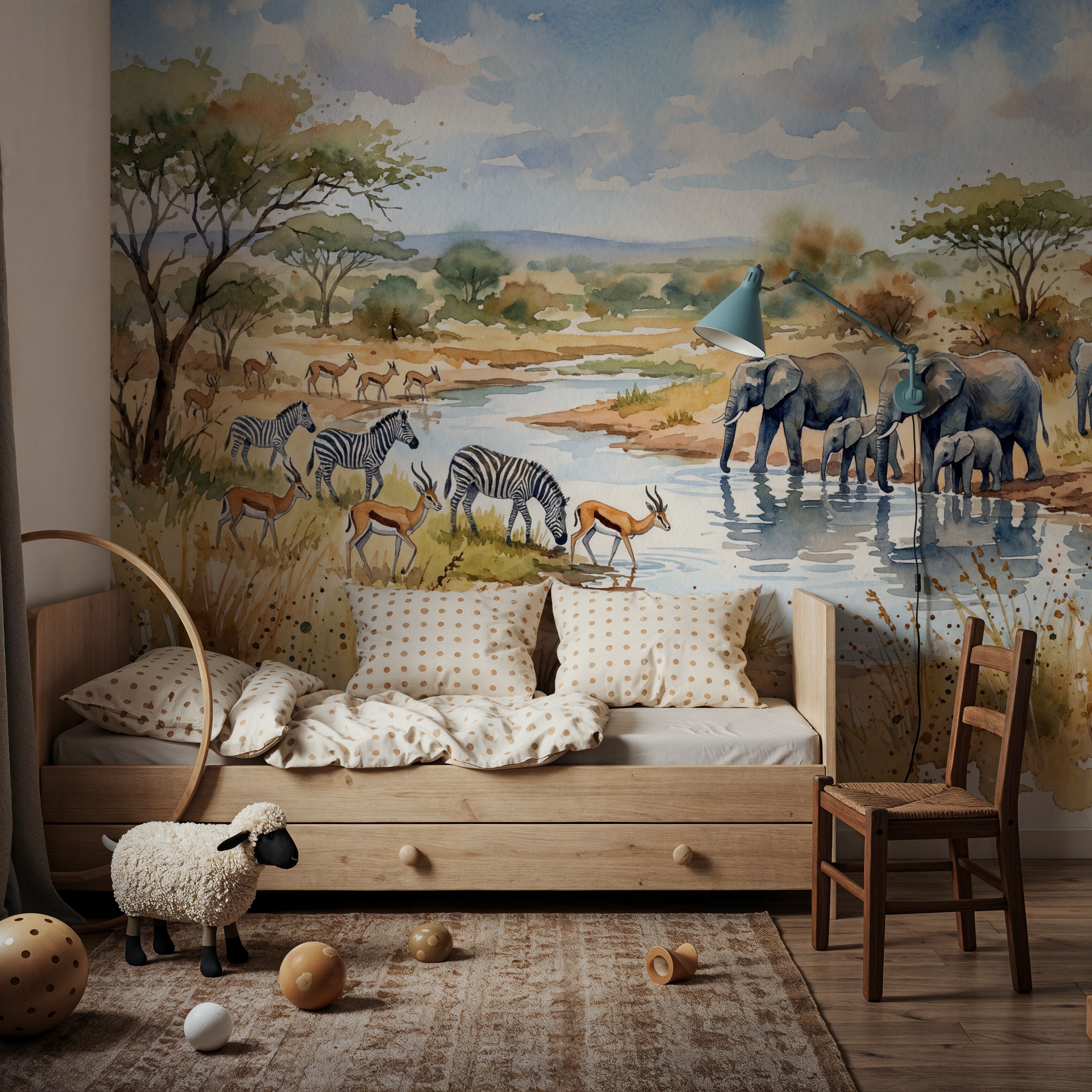 Savannah Water Hole - Watercolor Landscapes Series