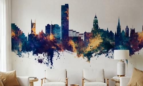 Sheffield England Skyline Blue & Bronze