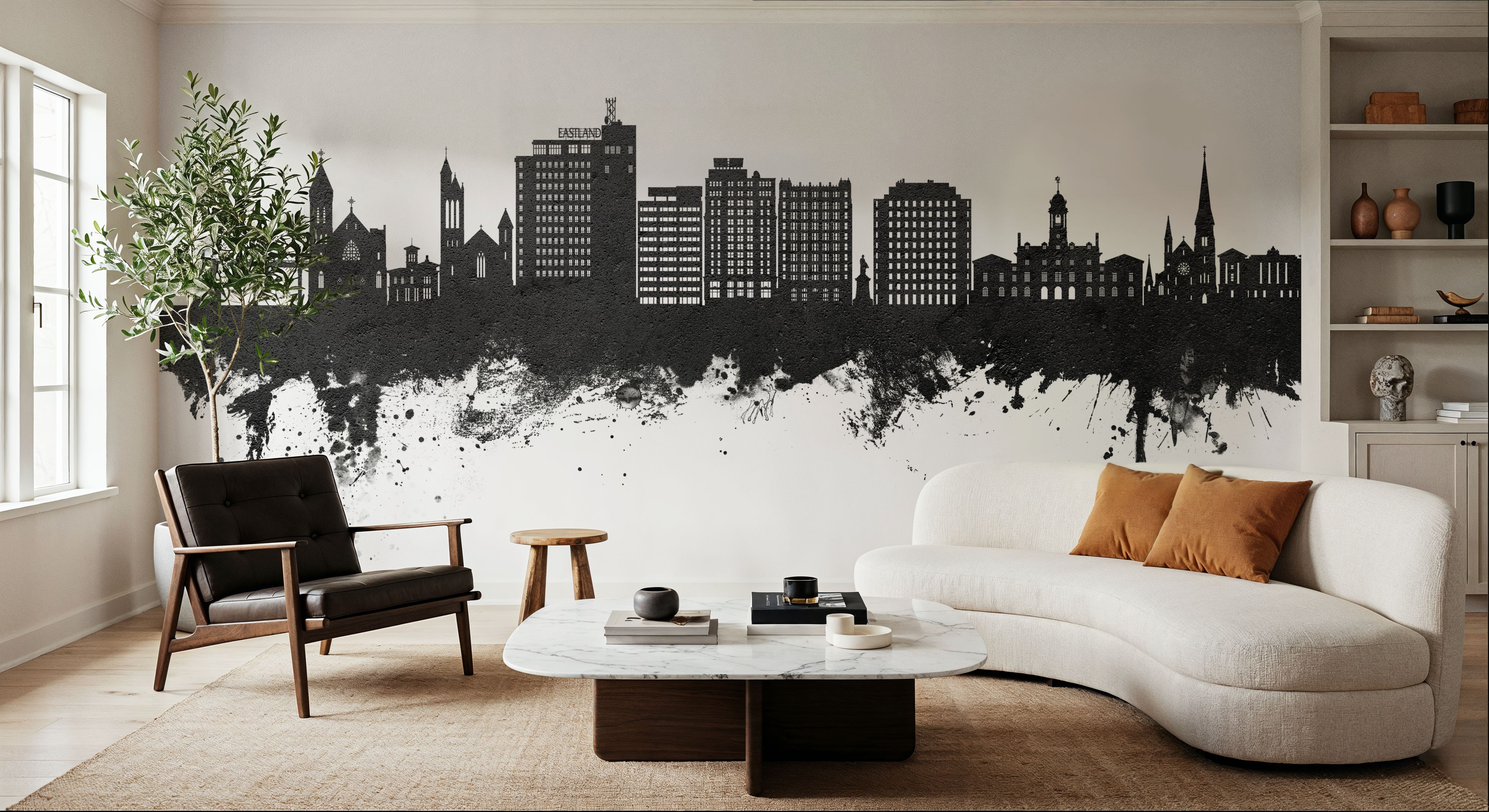 Portland Maine Skyline Black & White, Wallpaper