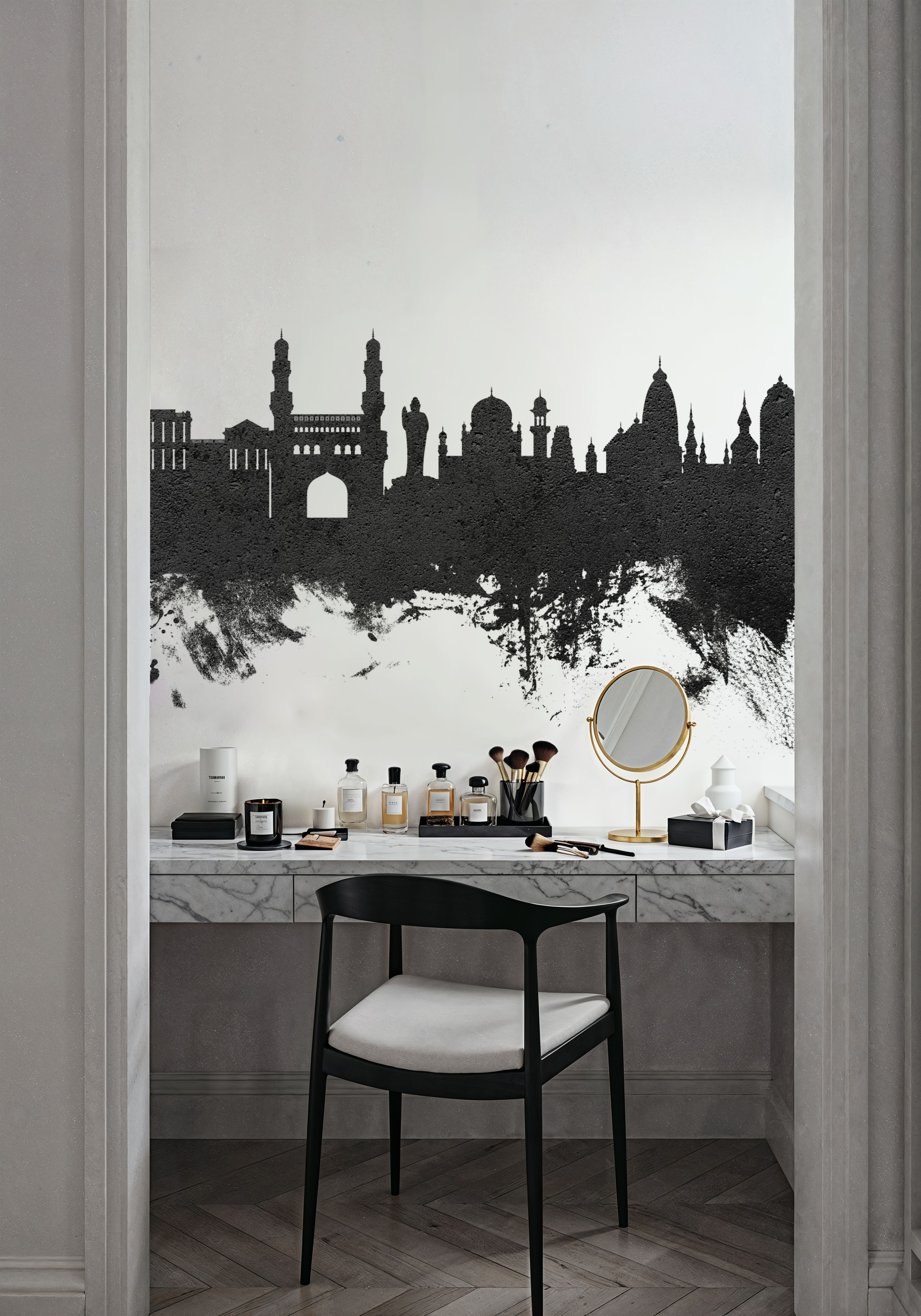 Hyderabad Skyline Black & White