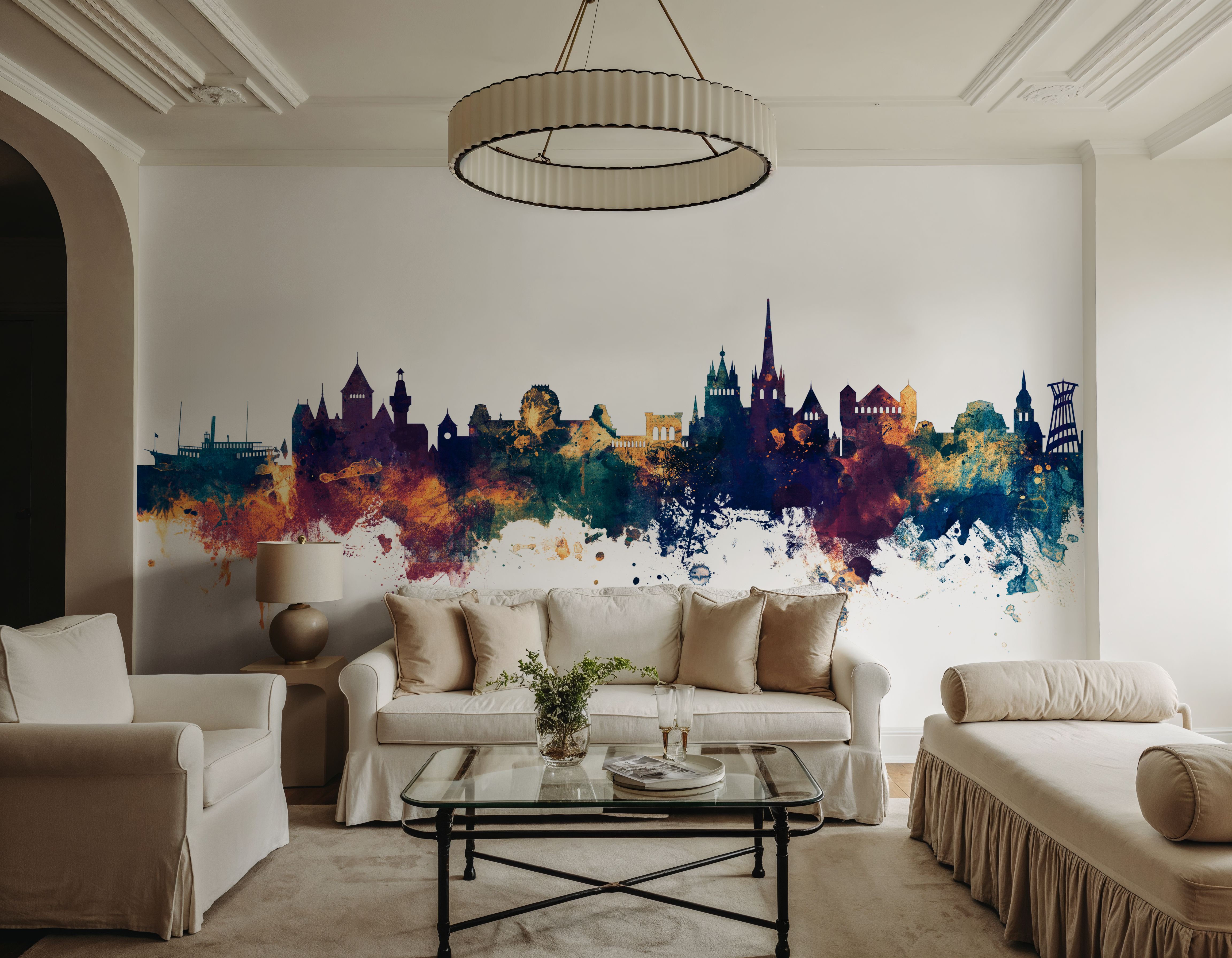 Lausanne Switzerland Skyline Blue & Bronze