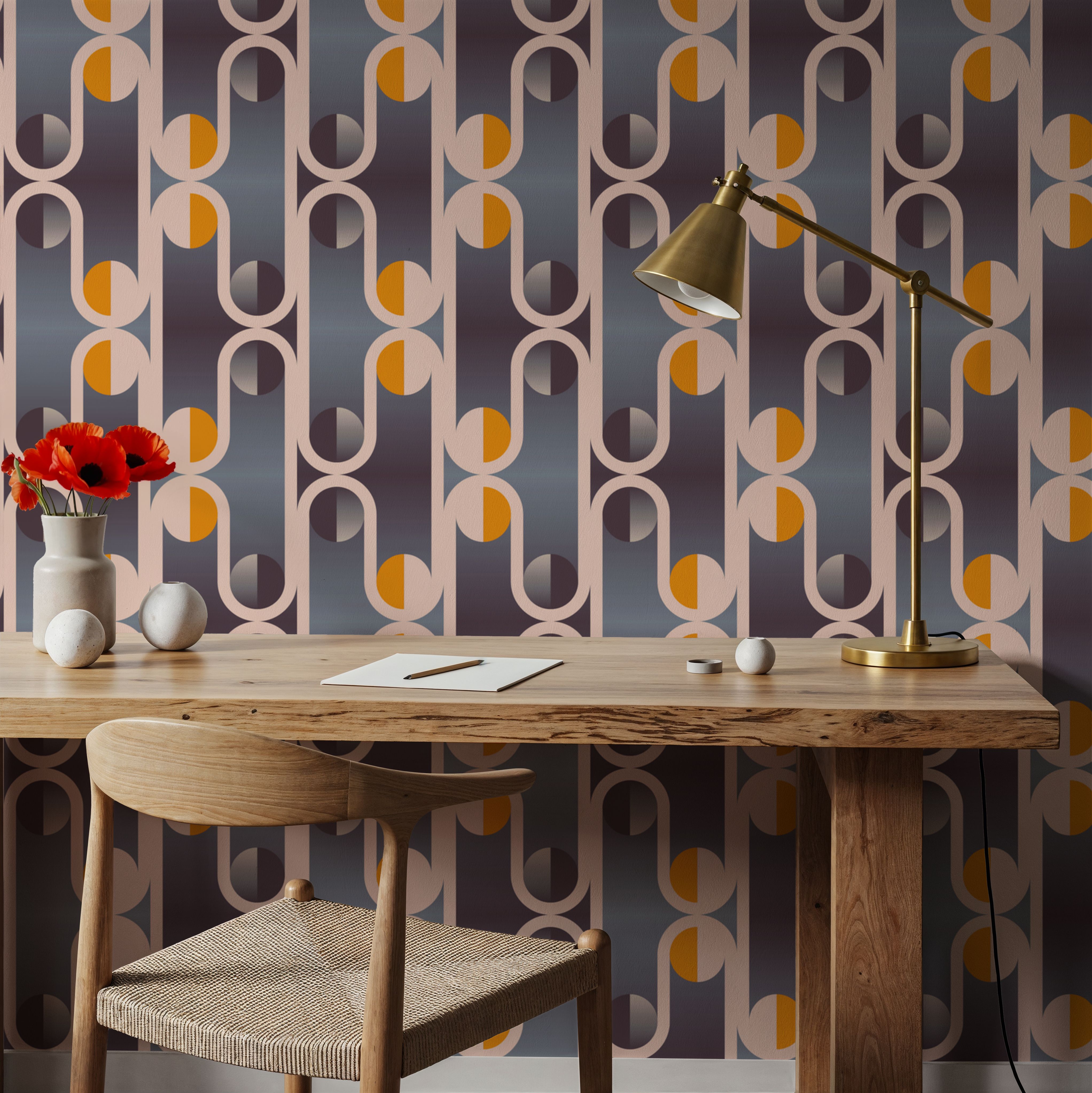 Wall Mural - Art Deco Trellis, Lilac - Lines mural wallpaper - Living room - Wallism US - Premium, Textured or Peel & Stick